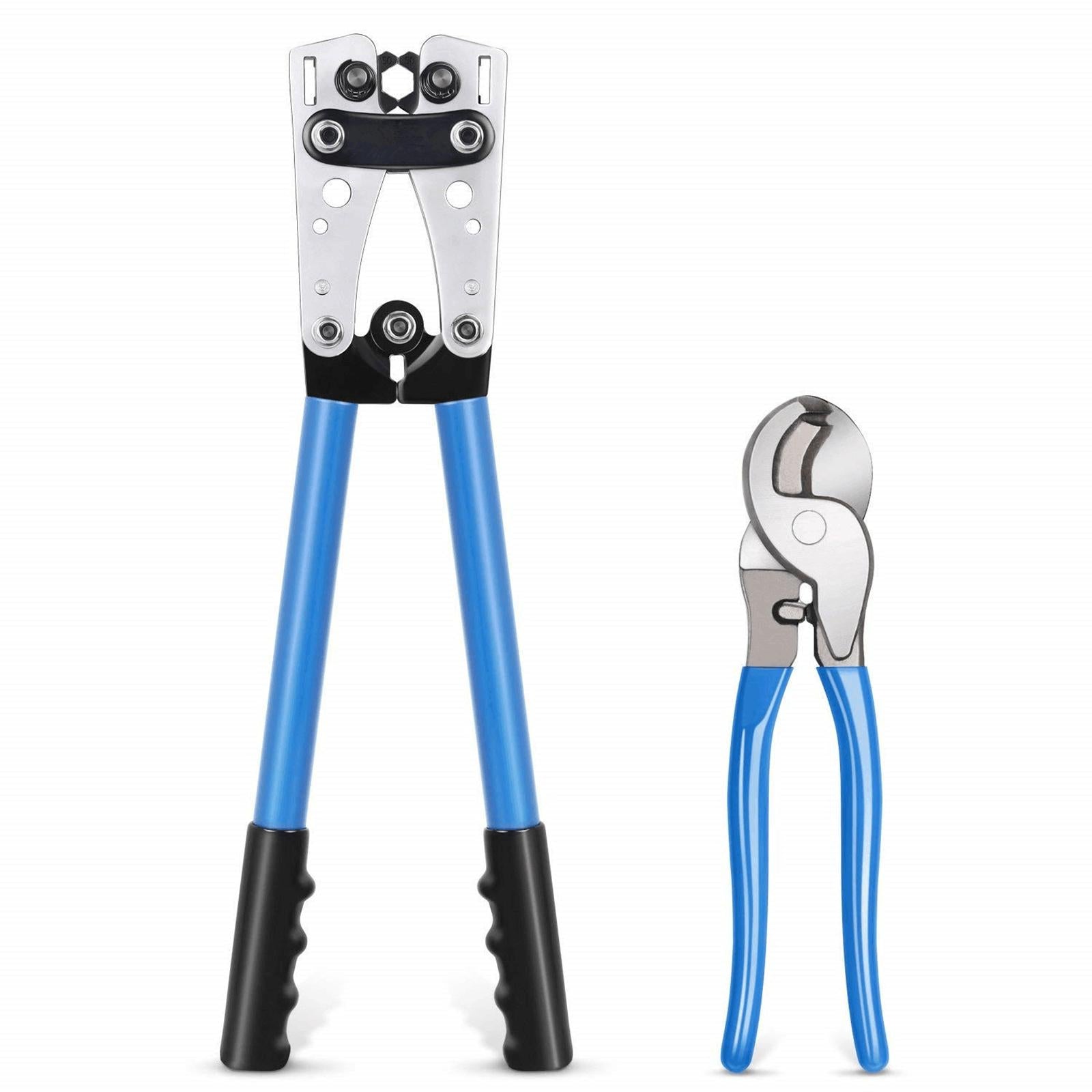 Wire Crimper Terminal Crimping Tool for Battery Terminal Wire Lugs AWG 0-1/0 Combo Set