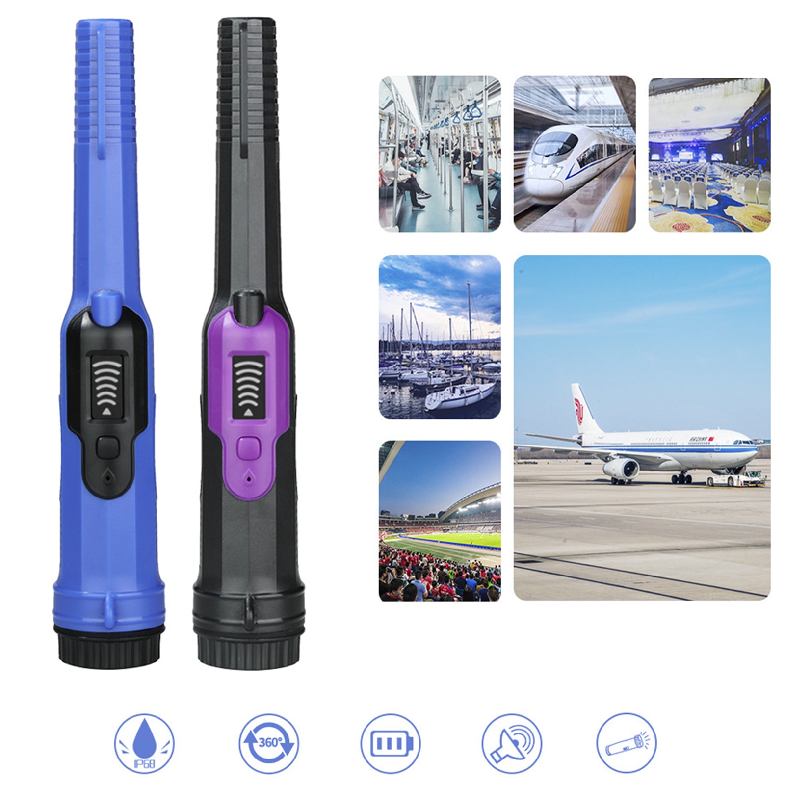 Portable Handheld Metal Detector Treasure Hunting Scanner Blue Black
