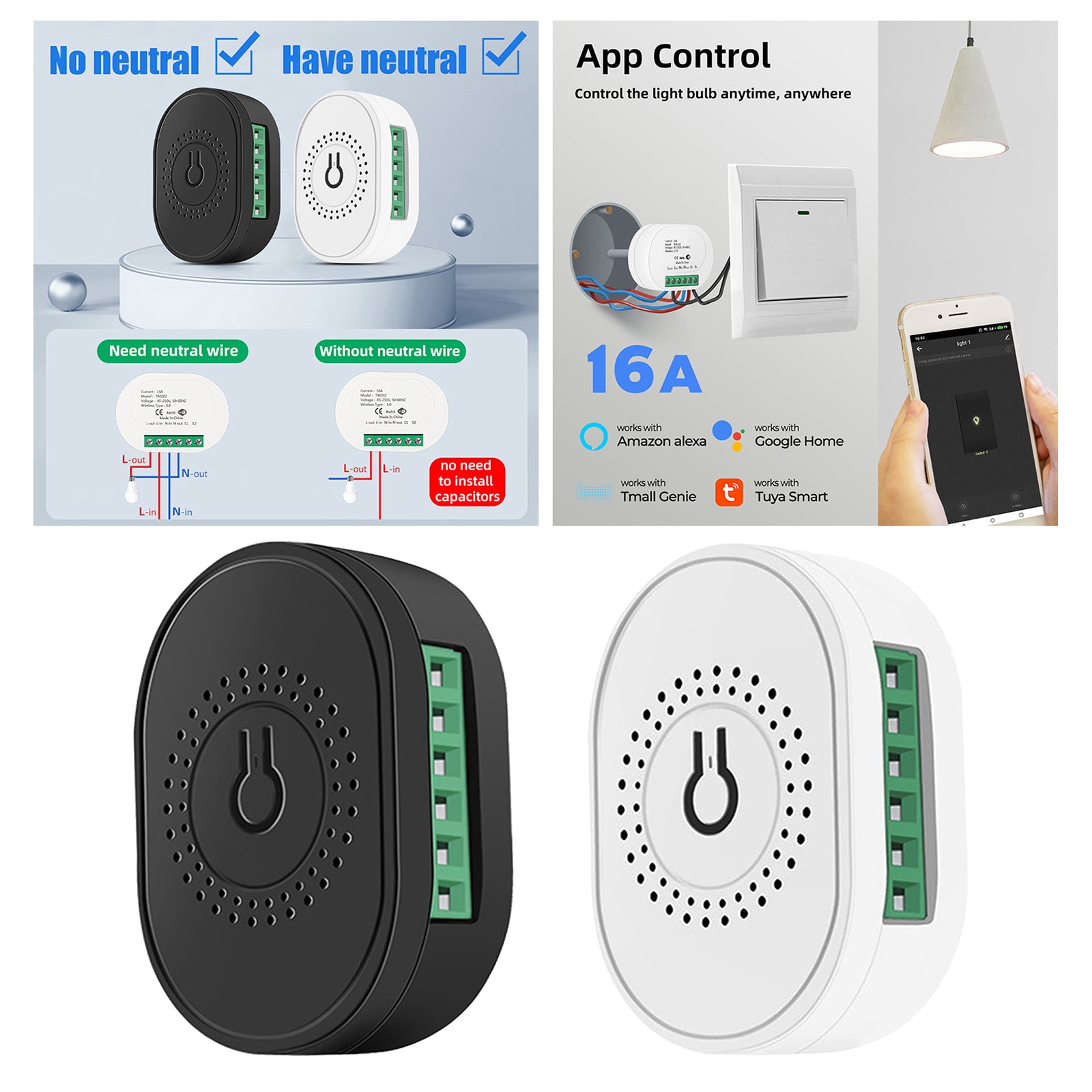 DIY Relay Switch Home Automation modules for Smart Speakers Alexa White