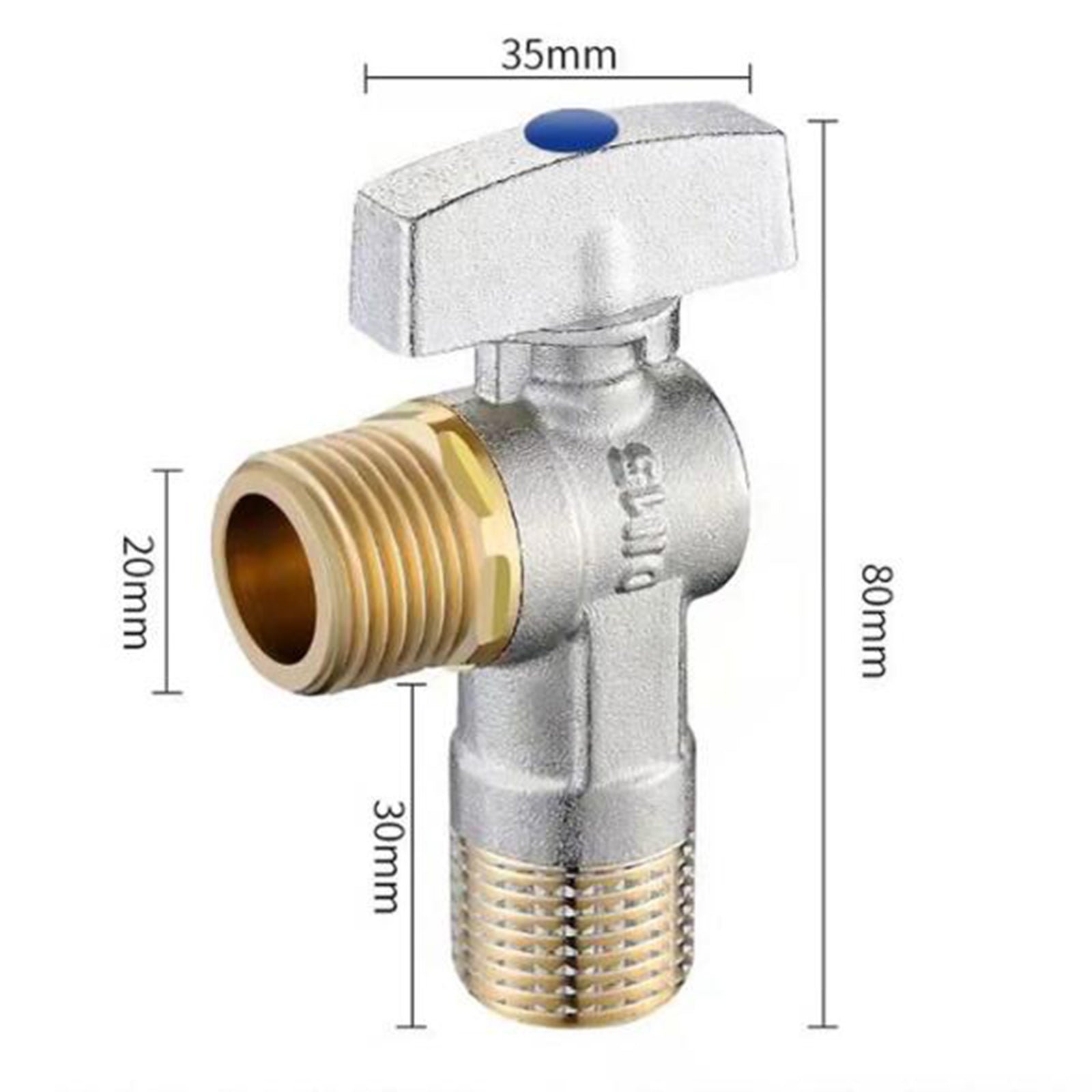 G1/2'' Flow Angle Value Water Shut Off Angle for Bathroom Toilet Blue
