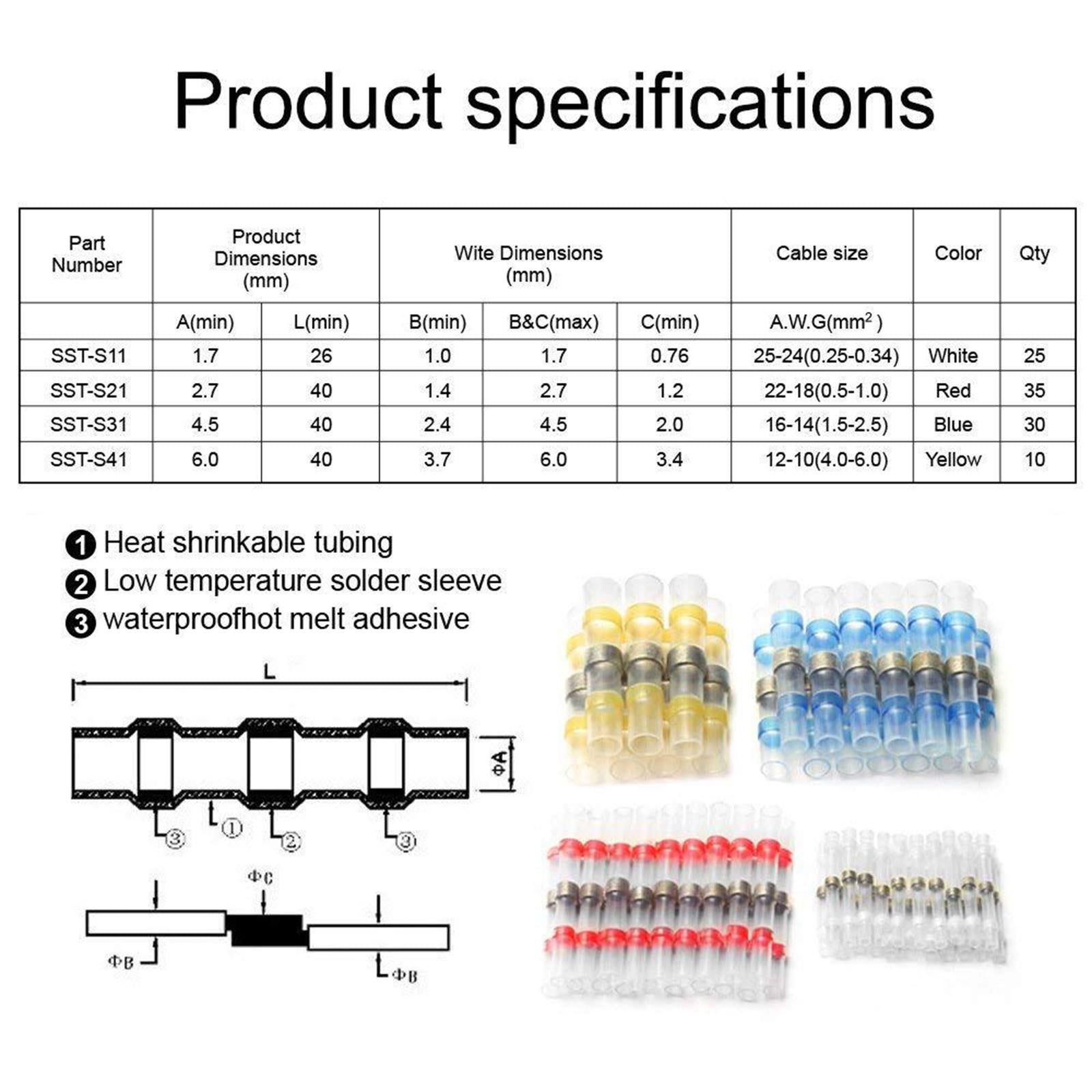 Heat Shrink Tubing Kit Waterproof for Automotive Marine Electronic Device