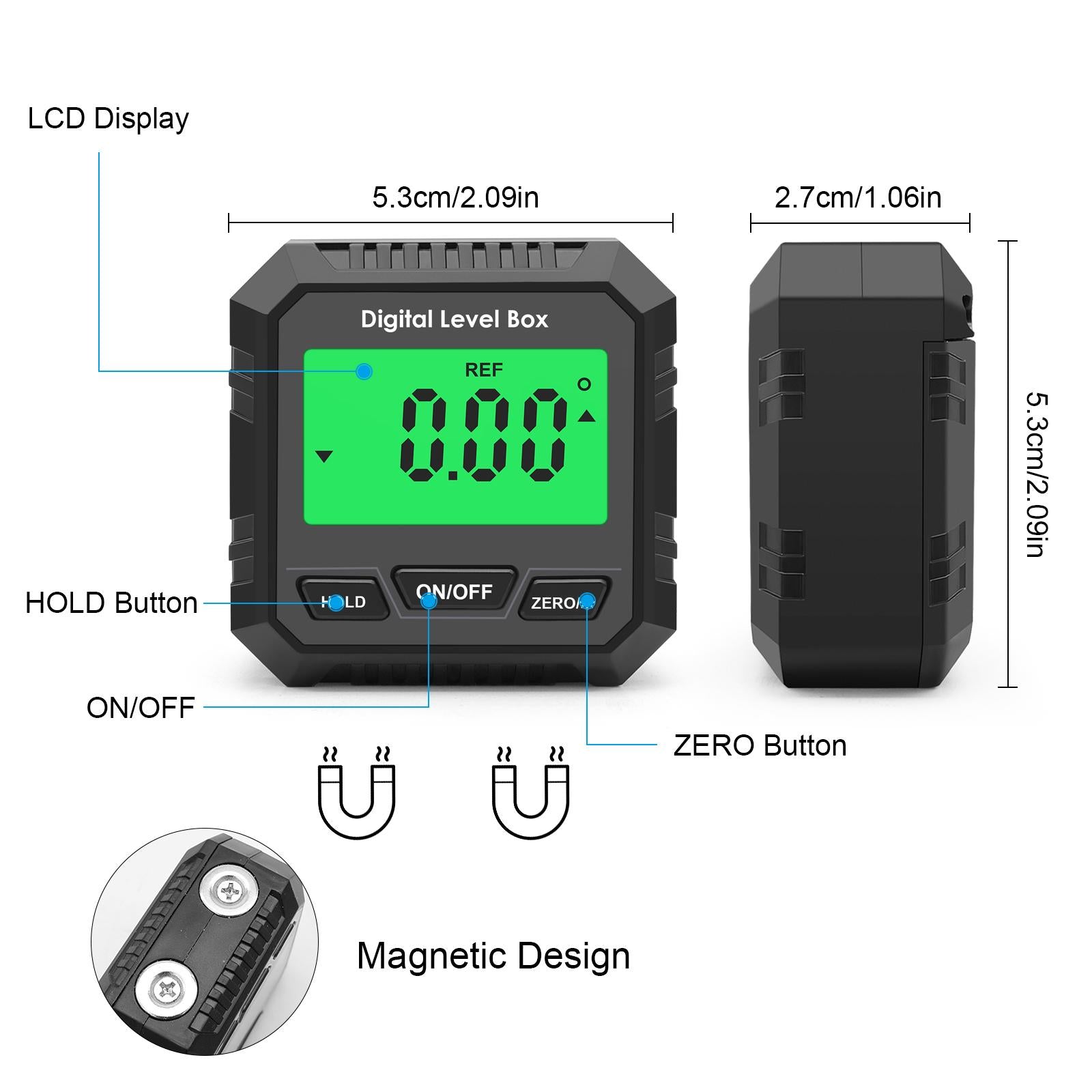 Digital Level and Angle Gauge Angle Gauge Protractor without Bubble Black