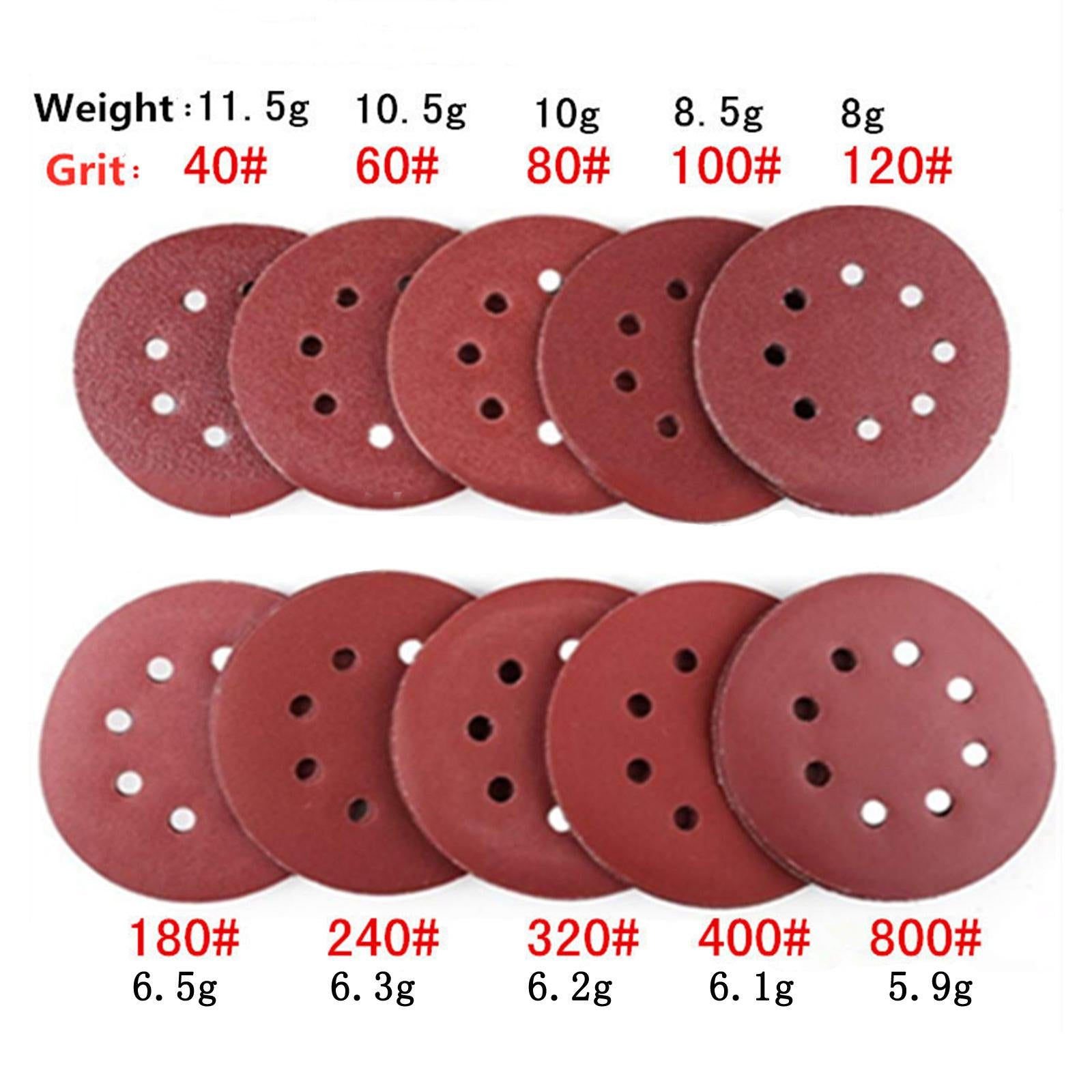 5in 125mm Sandpaper Sanding Discs Hook Loop Sanding Paper Buffing Sheet 100Pcs