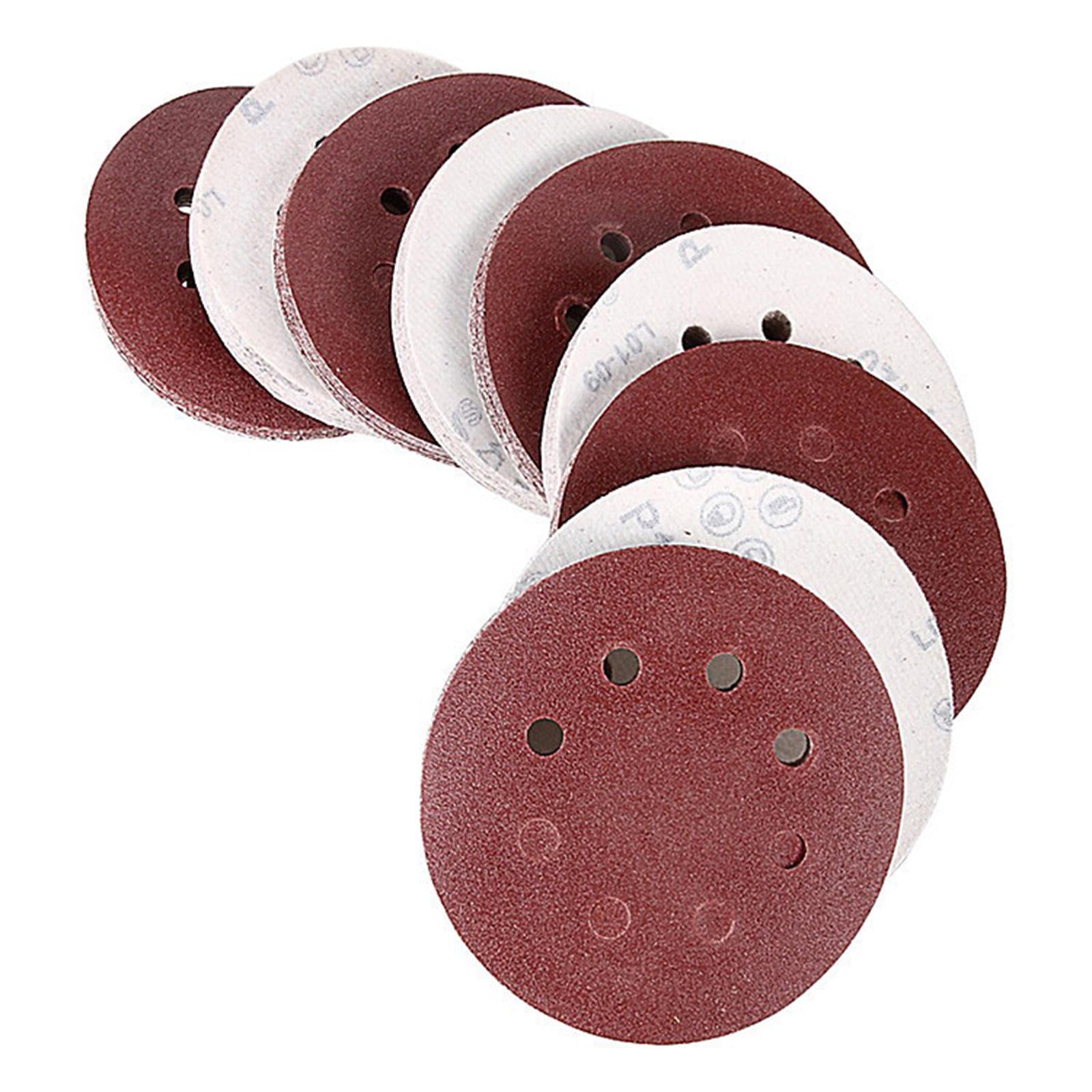 5in 125mm Sandpaper Sanding Discs Hook Loop Sanding Paper Buffing Sheet 100Pcs