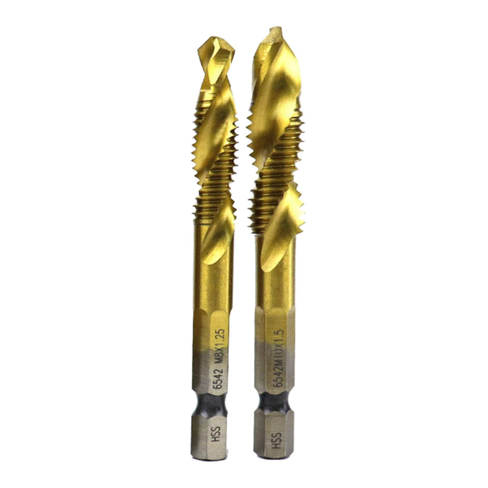 6x Hexagon Handle Compound Tap Drill Bits Composite Tap M3 M4 M5 M6 M10 Gold
