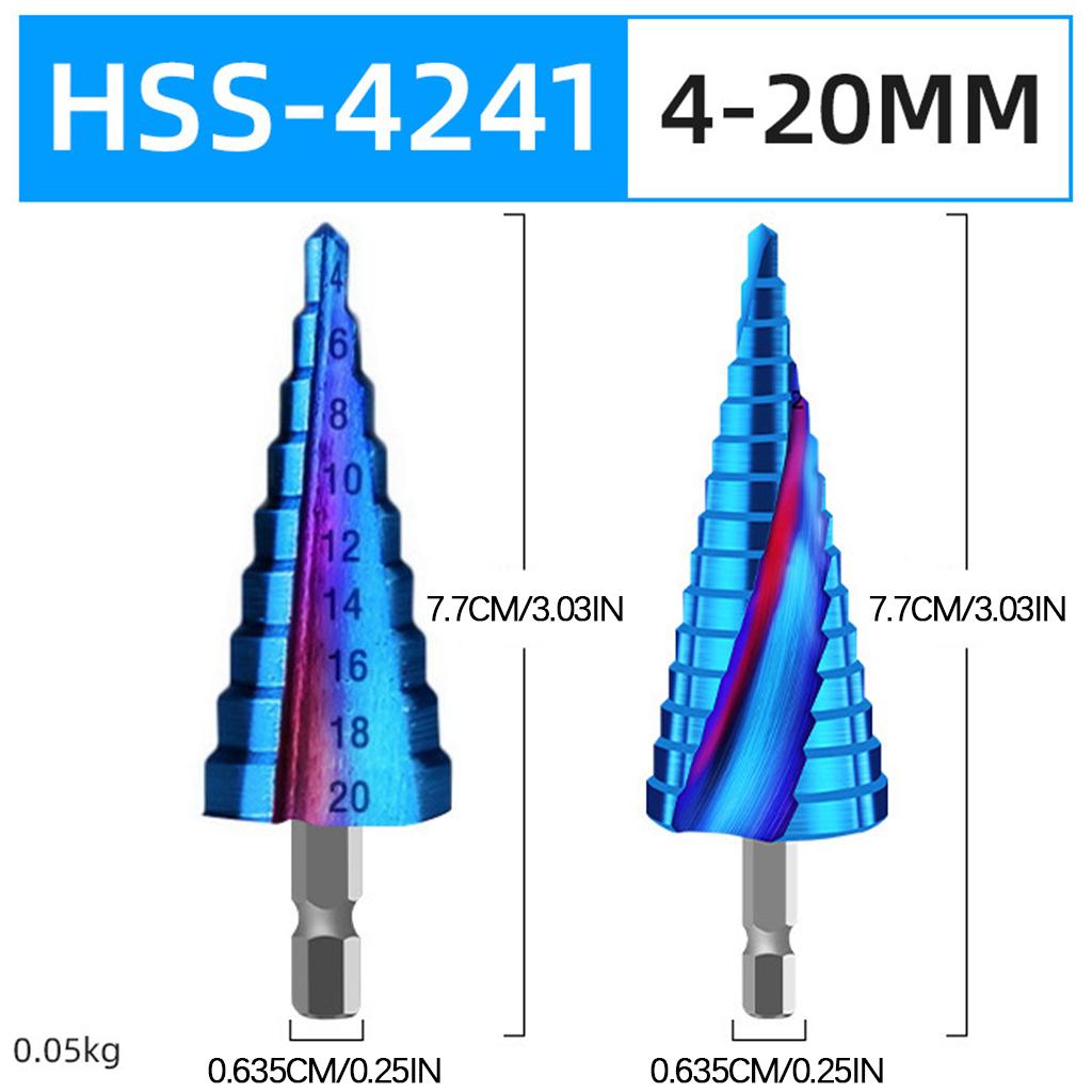 Metal Step Drill Drilling , Blue for 4-20 Tier 9 4-12 Tier 5 4-32 Tier 15 Straight Slot