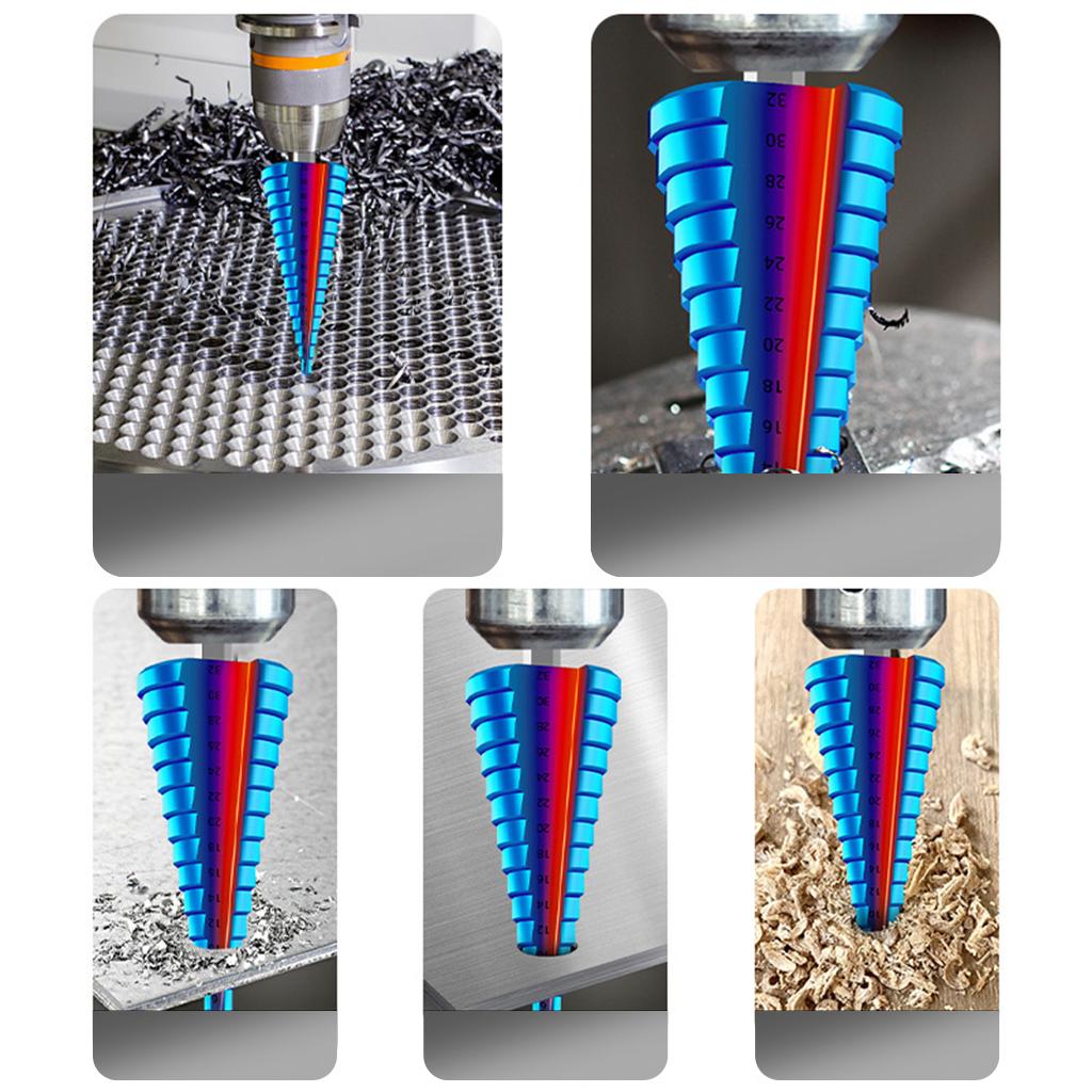 Metal Step Drill Drilling , Blue for 4-20 Tier 9 4-12 Tier 5 4-32 Tier 15 Spiral Slot