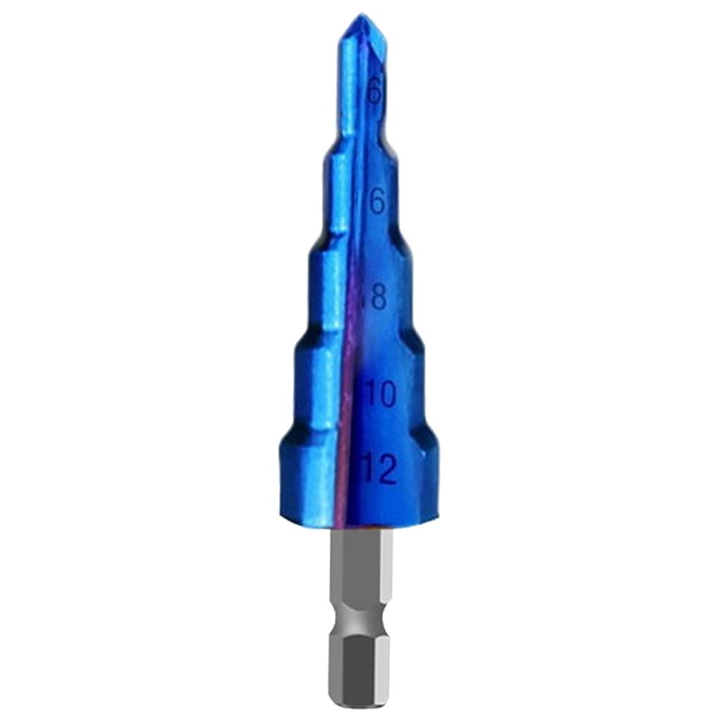 Step Drill Bit 1/4 inch Hex Shank for Sheet Metal Hole Drilling Wood Plastic Straight Groove