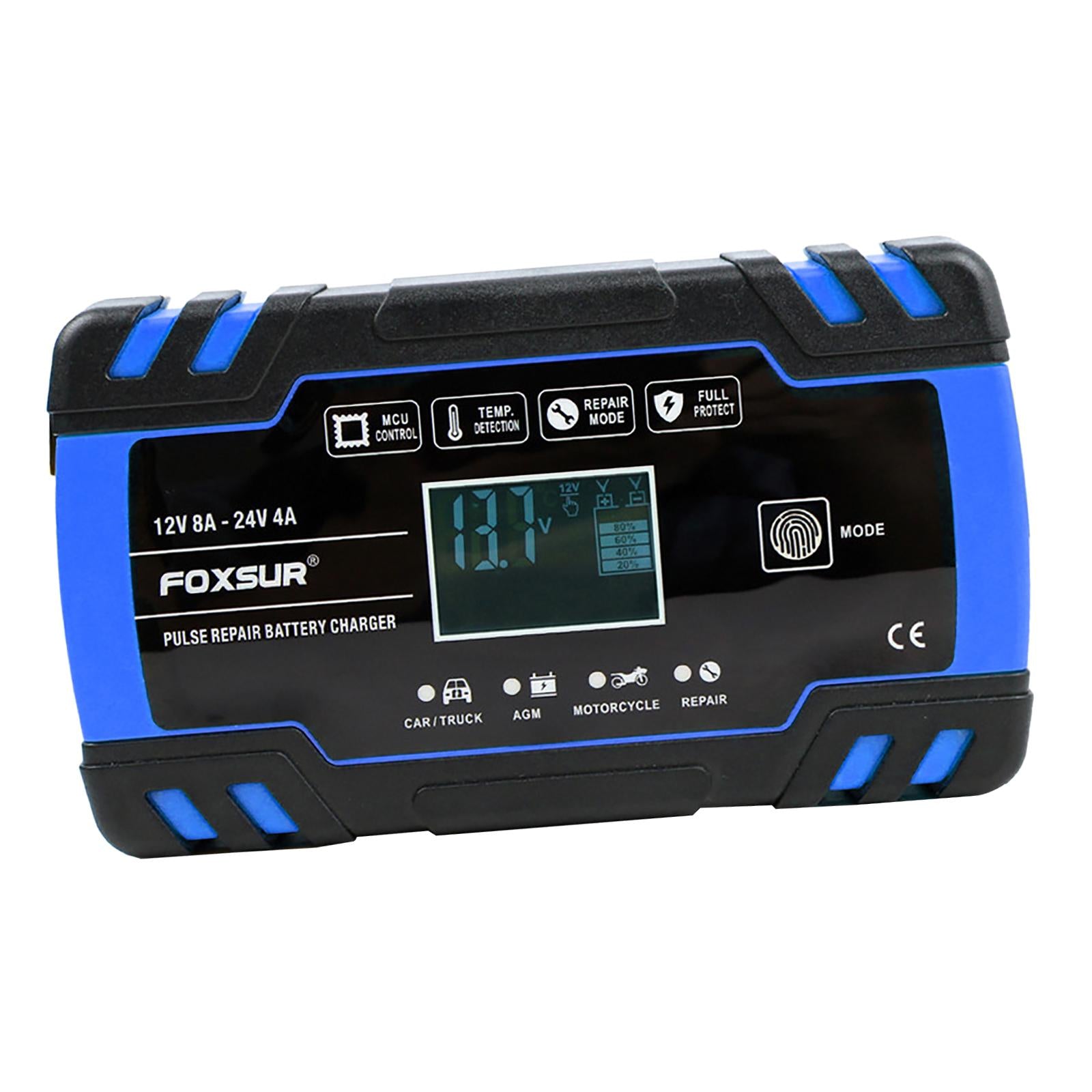 Car Battery Charger 12V 24V 8A 4A with LCD Display for ATV SUV
