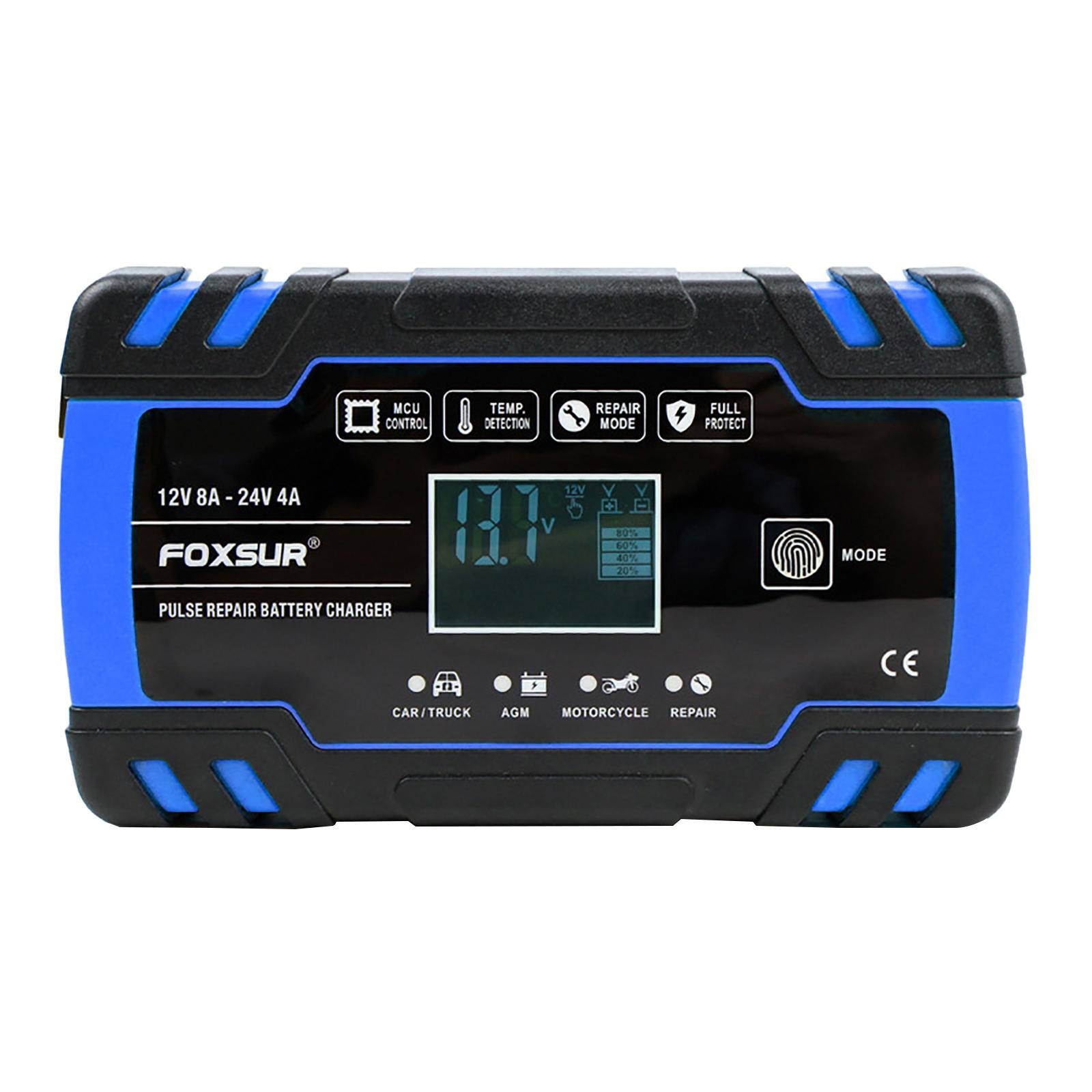 Car Battery Charger 12V 24V 8A 4A with LCD Display for ATV SUV