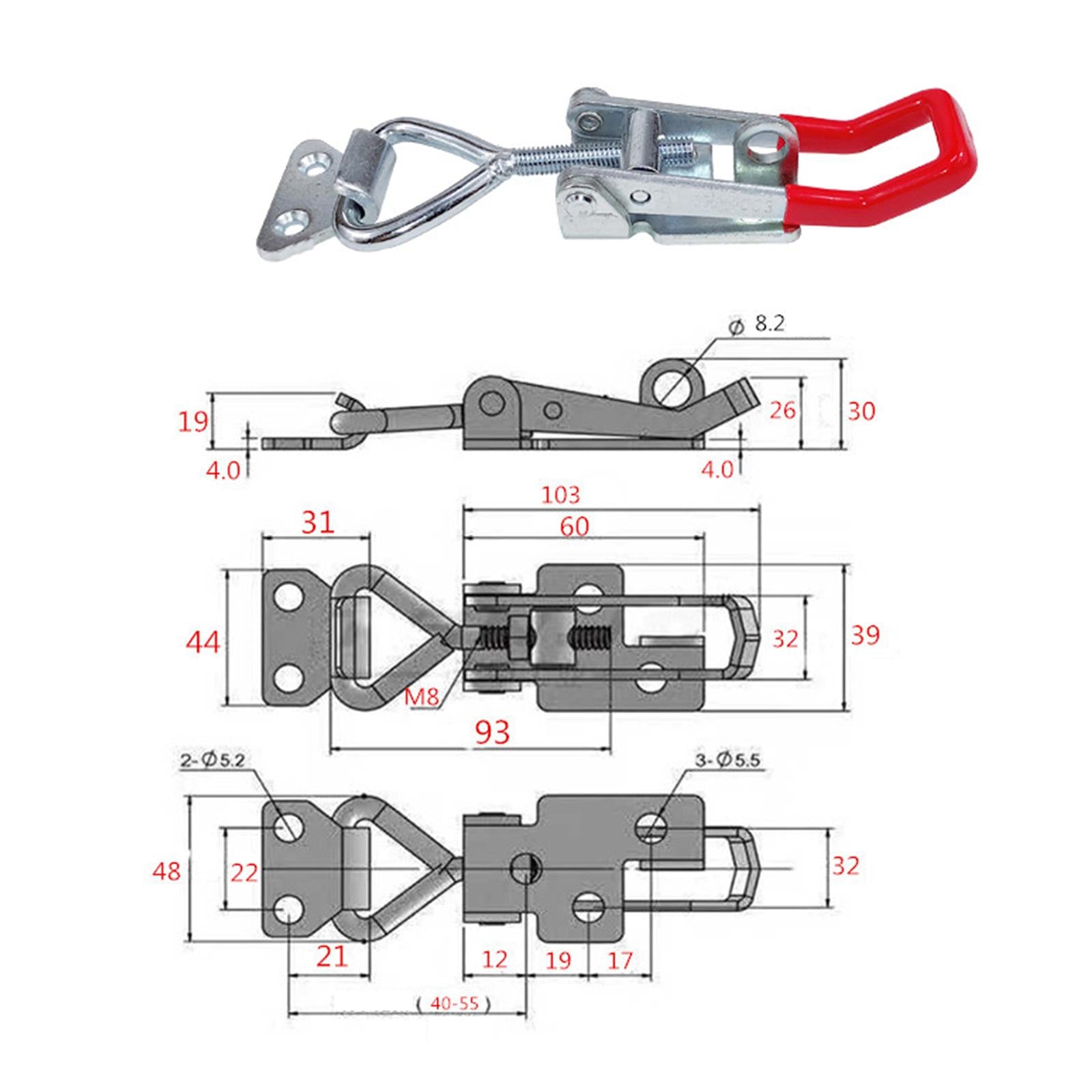 Heavy Duty Toggle Clamp Non-Slip 600kg for Tool Box Case Smoker Lid Jig