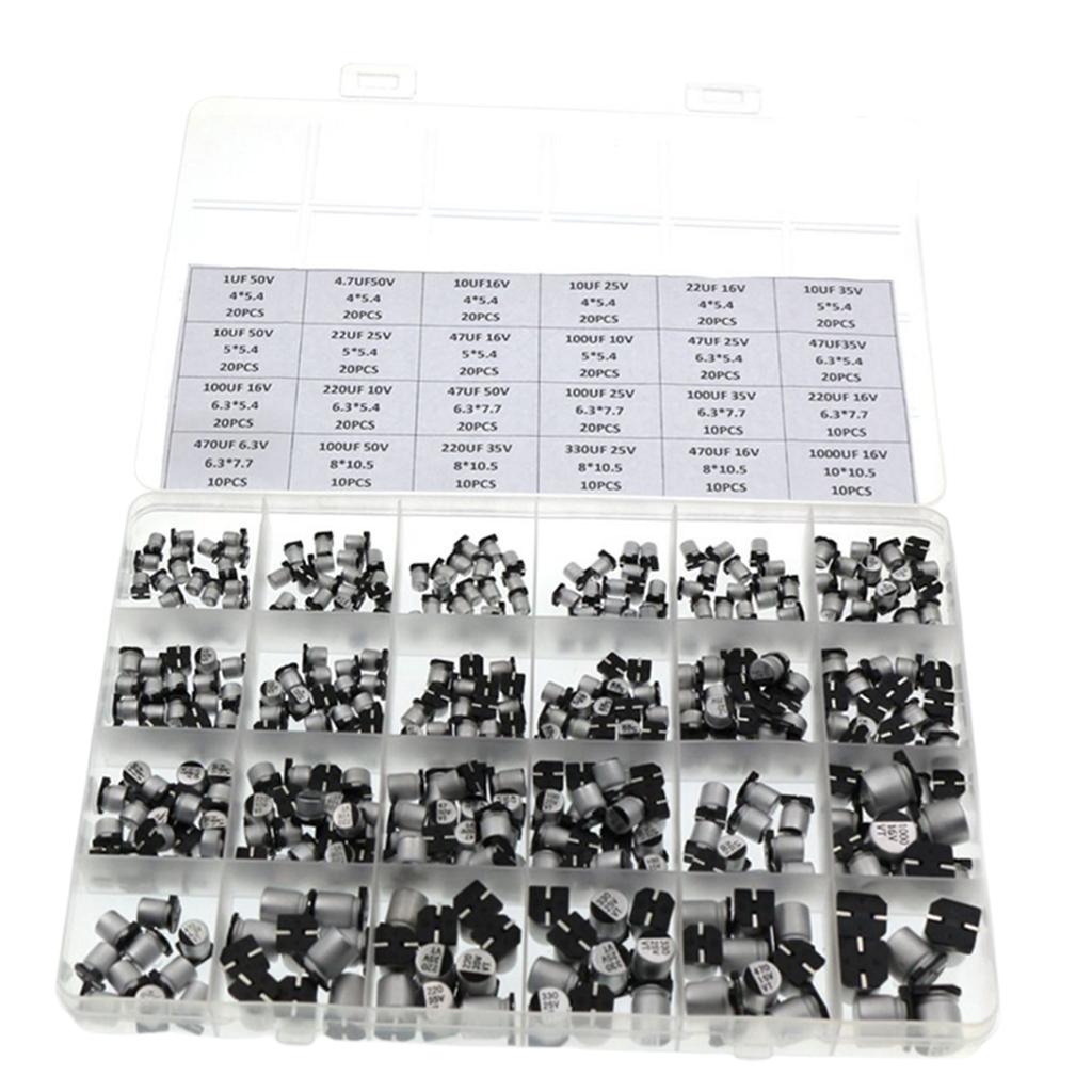 400 Pieces Aluminum Electrolytic Capacitor Assorted Kit 24Value for Video
