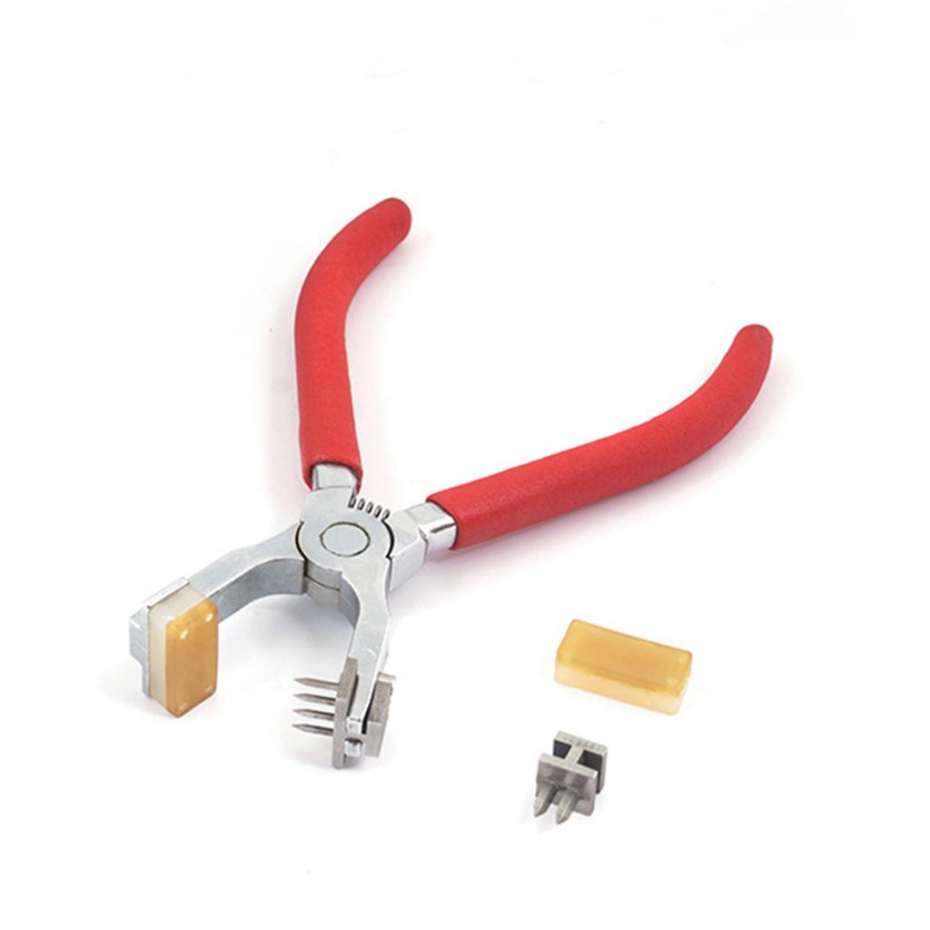 Leather Hole Punch Plier Silent Leather Hand Pliers for Dog Collars red