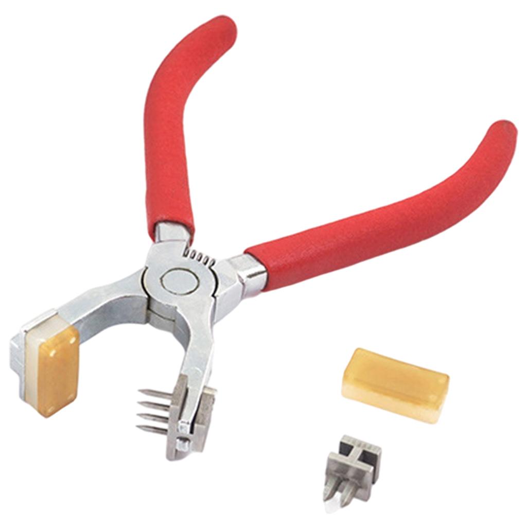 Leather Hole Punch Plier Silent Leather Hand Pliers for Dog Collars red