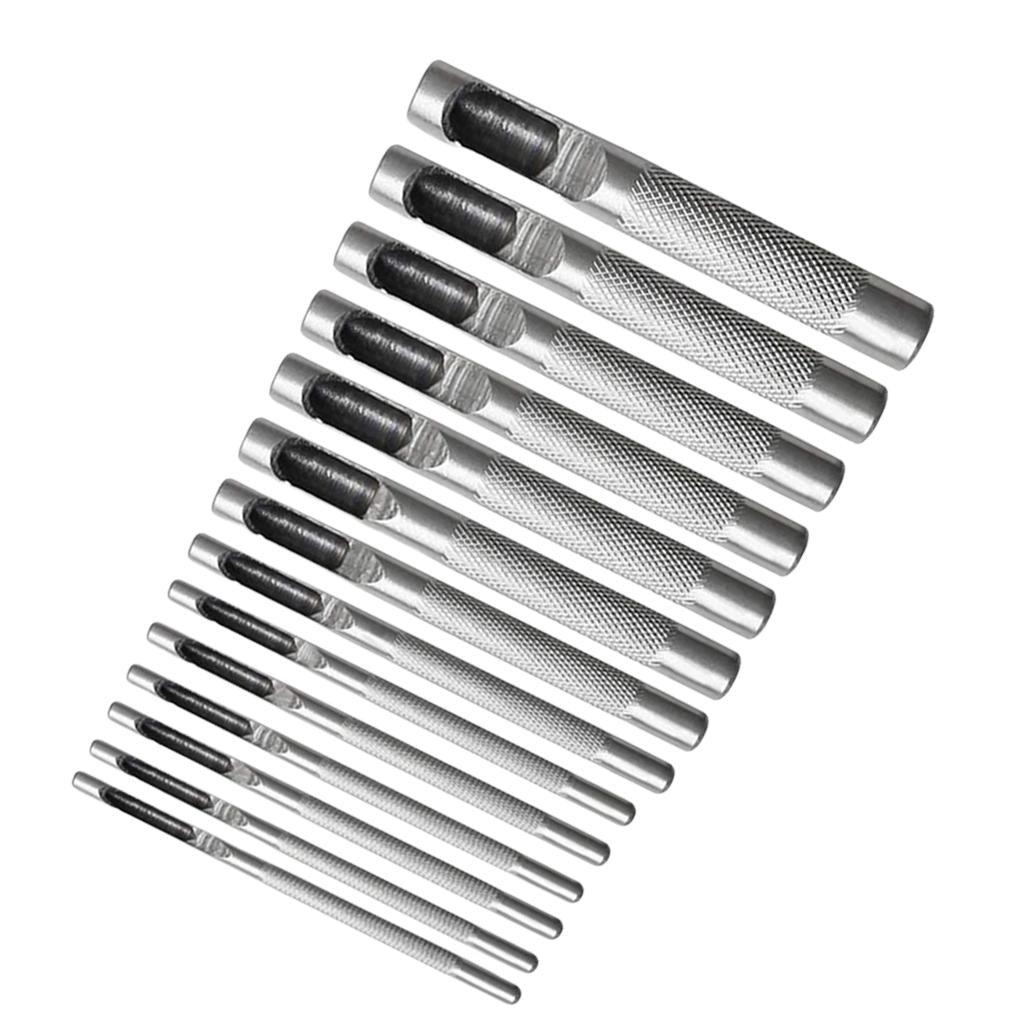 Leather Hole Punch Working Tools for Canvas Paper Plastics White 14 pcs