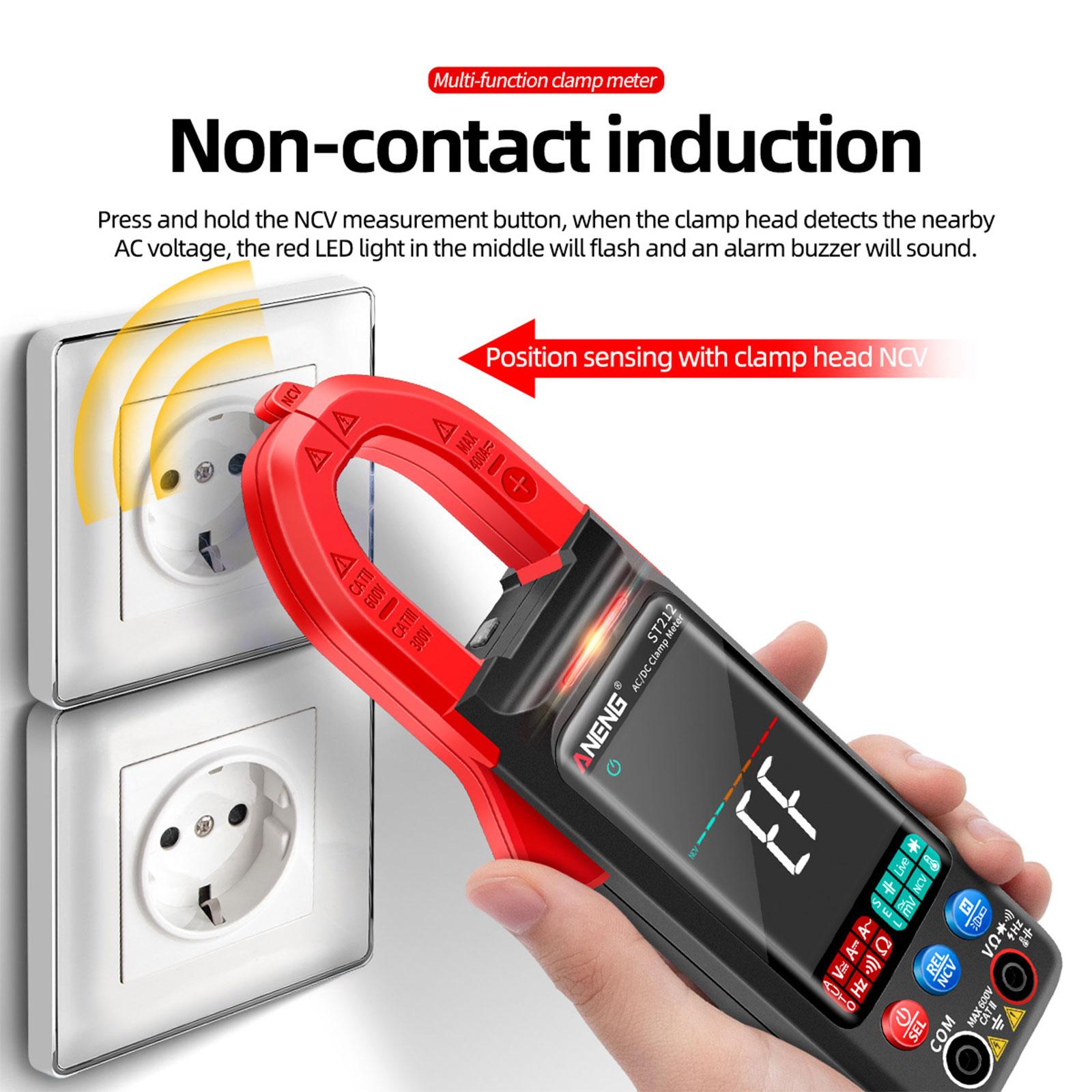 Handheld Clamp Meter Multimeter Digital Voltage Current Tester LCD Screen Red