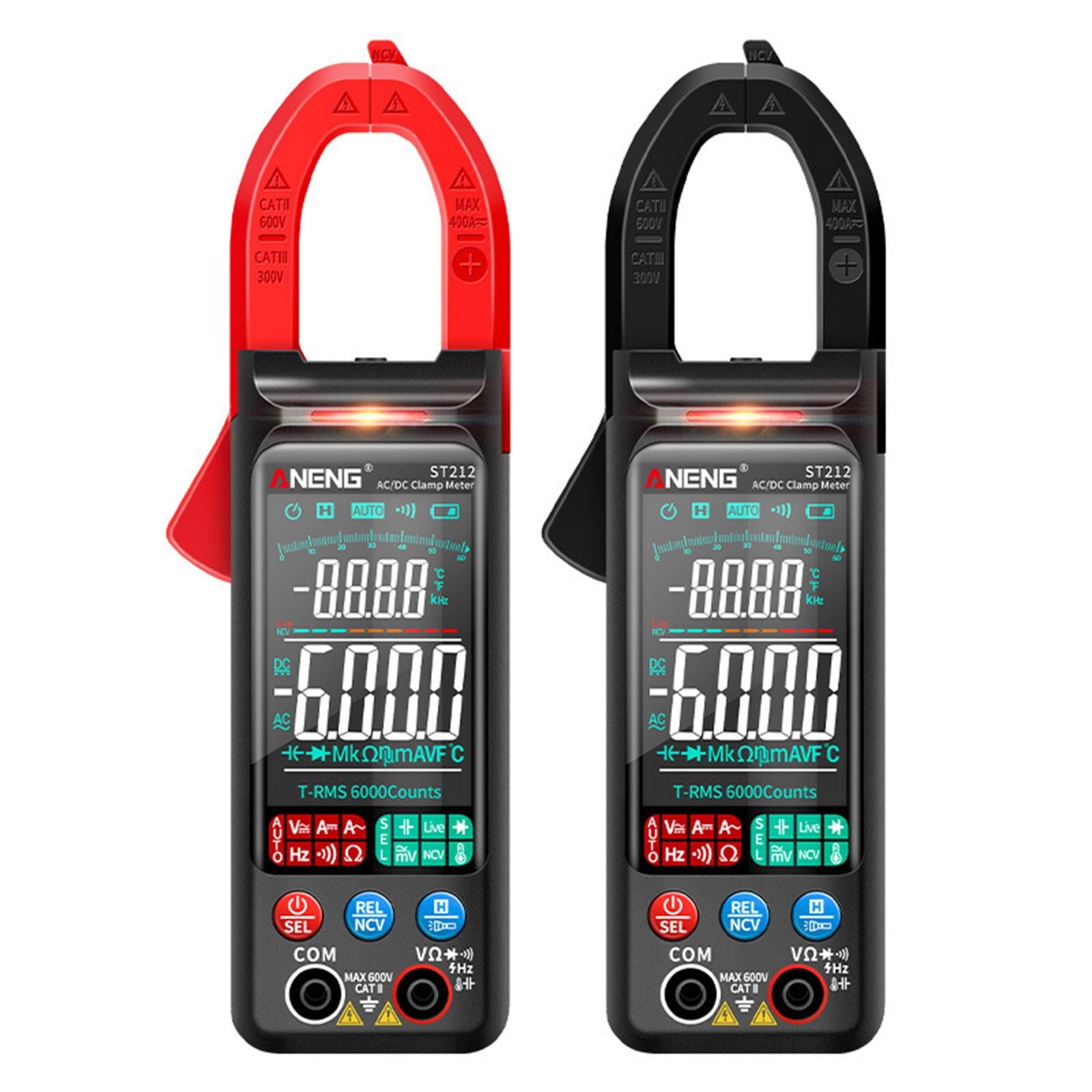Handheld Clamp Meter Multimeter Digital Voltage Current Tester LCD Screen Red