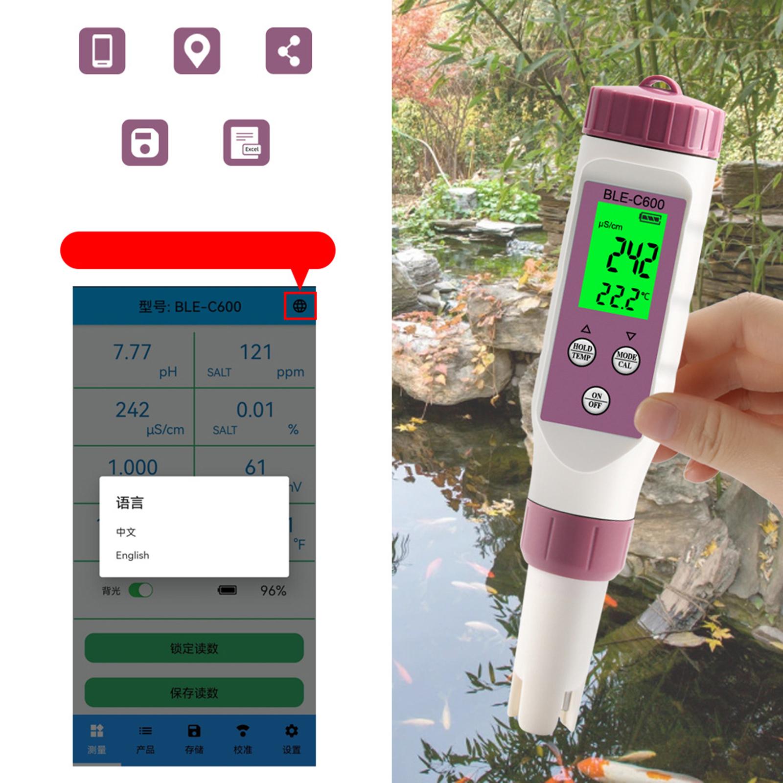 Waterproof LCD Digital PH Meter for Food Indoor Plant Grow Hydroponics