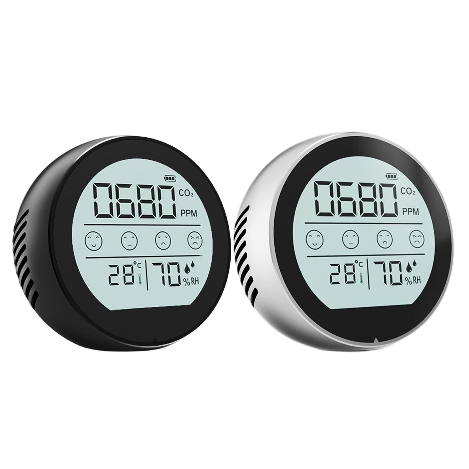 CO2 Meter Temperature Humidity Monitor Indoor CO2 Alarm for School Workplace Black