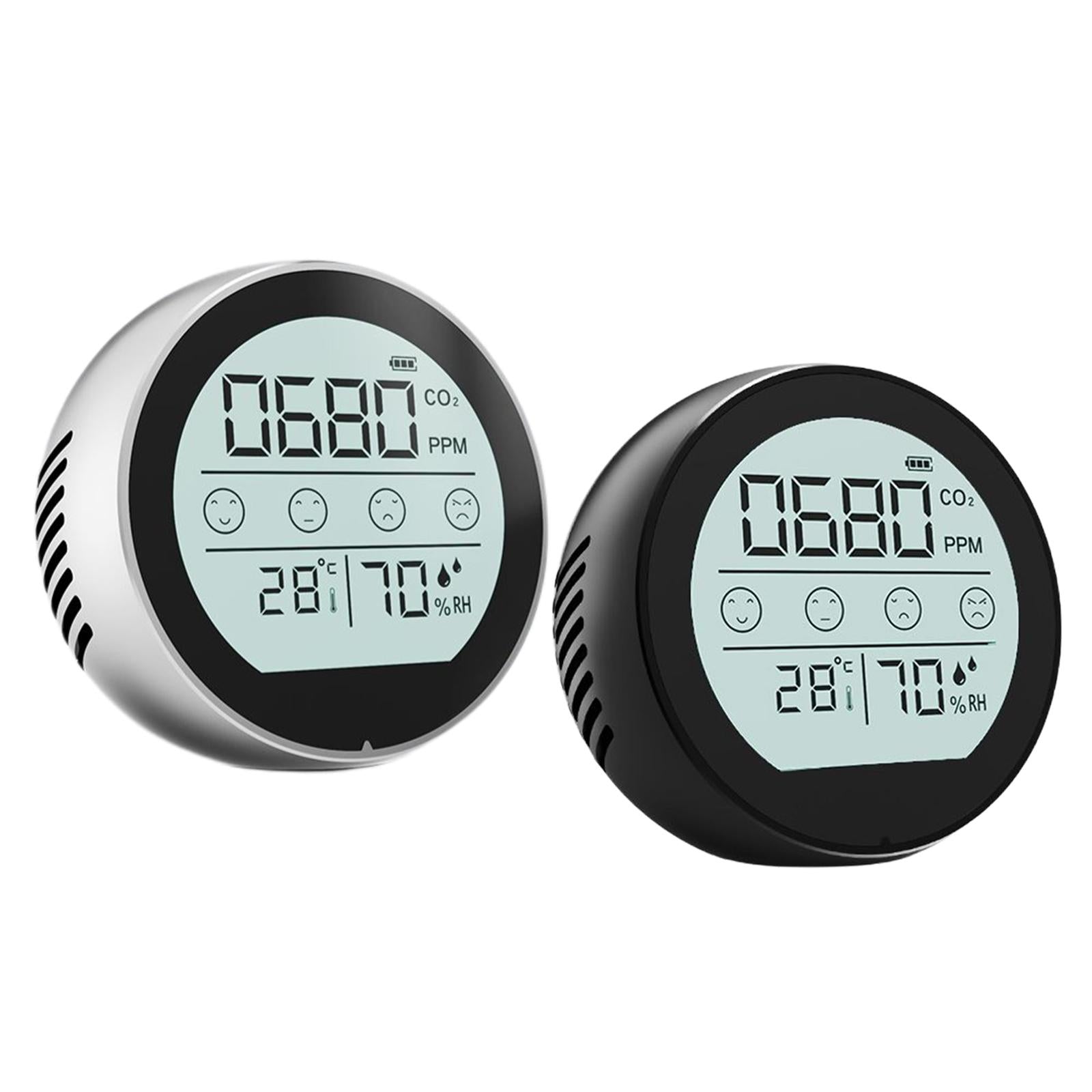 CO2 Meter Temperature Humidity Monitor Indoor CO2 Alarm for School Workplace Black