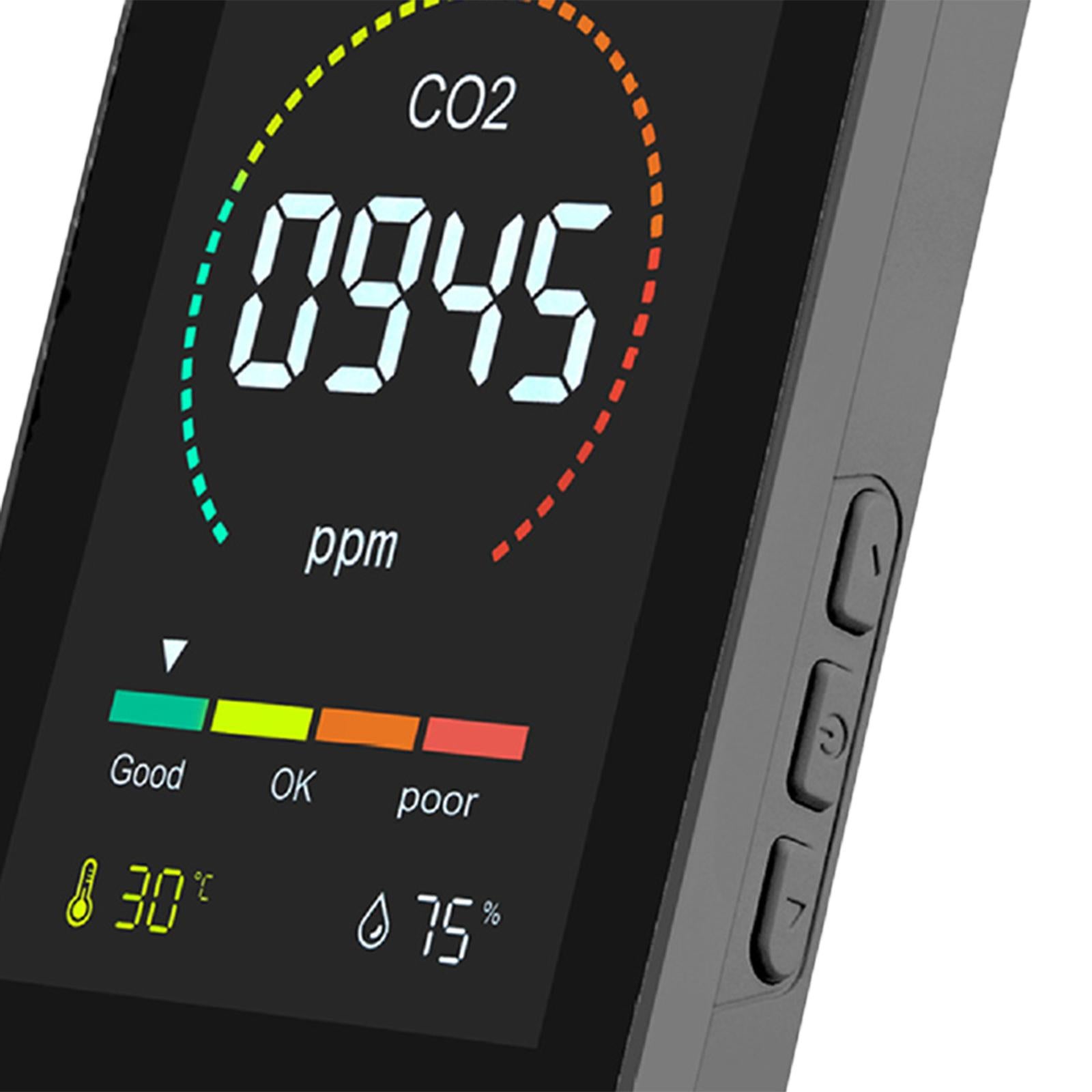 Multifunctional Air Quality Monitor CO2 Detector for Home Office Black