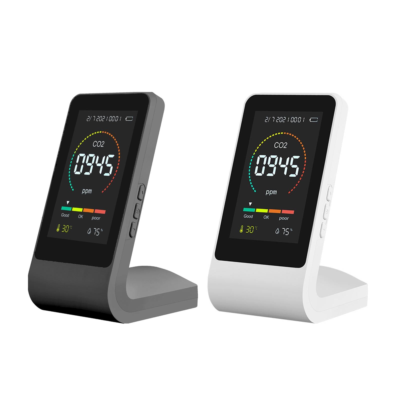 Multifunctional Air Quality Monitor CO2 Detector for Home Office Black