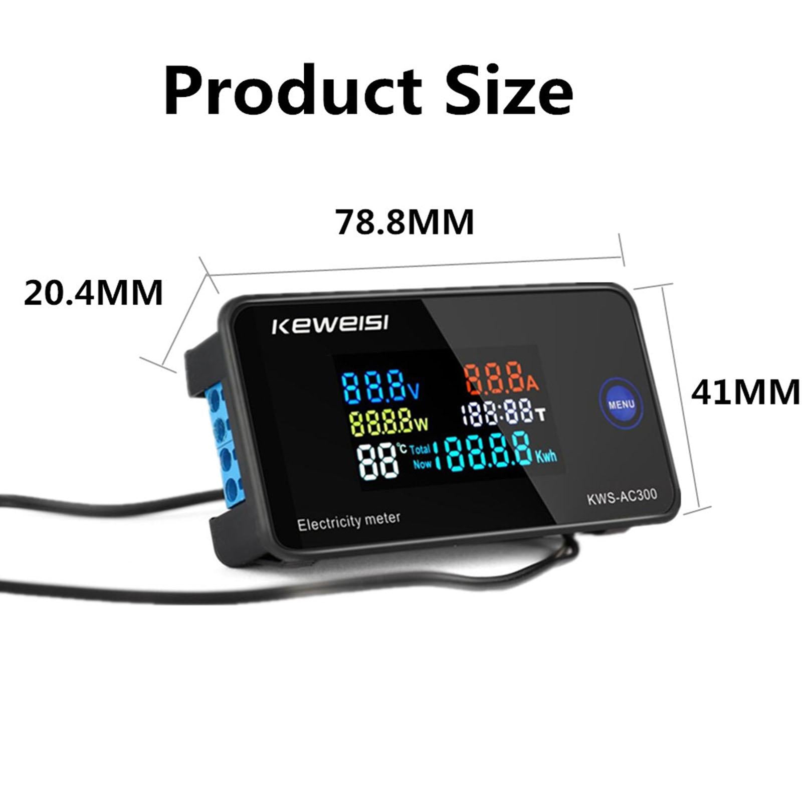 AC 50-300V 100A Digital Display Panel Meter Voltmeter Ammeter Power Energy AC300-100A Closed