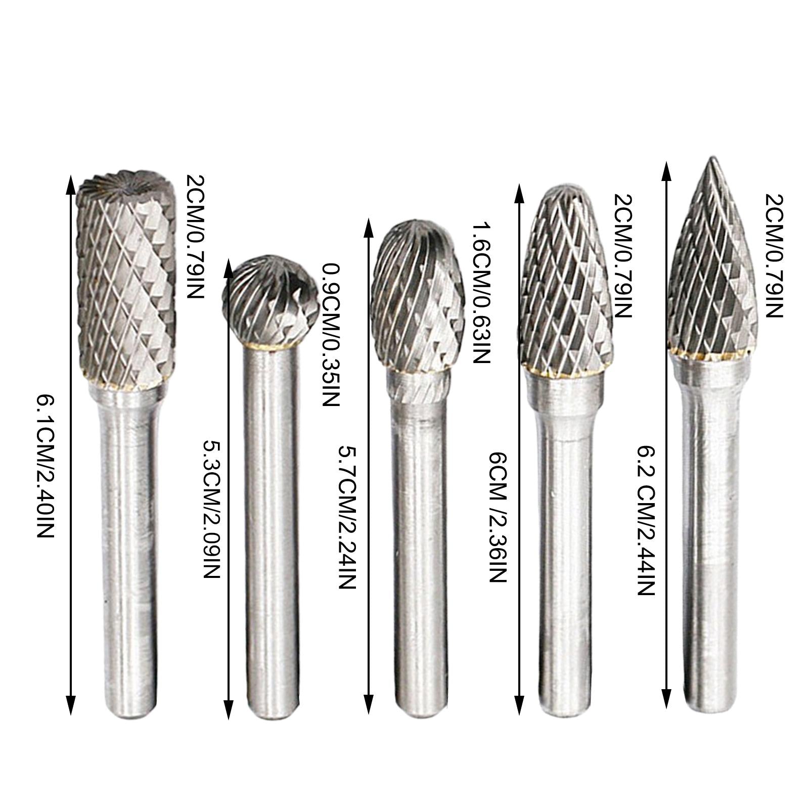 5x Rotary File Set File Rasp Drill Bit for Grinding Woodworking Drilling