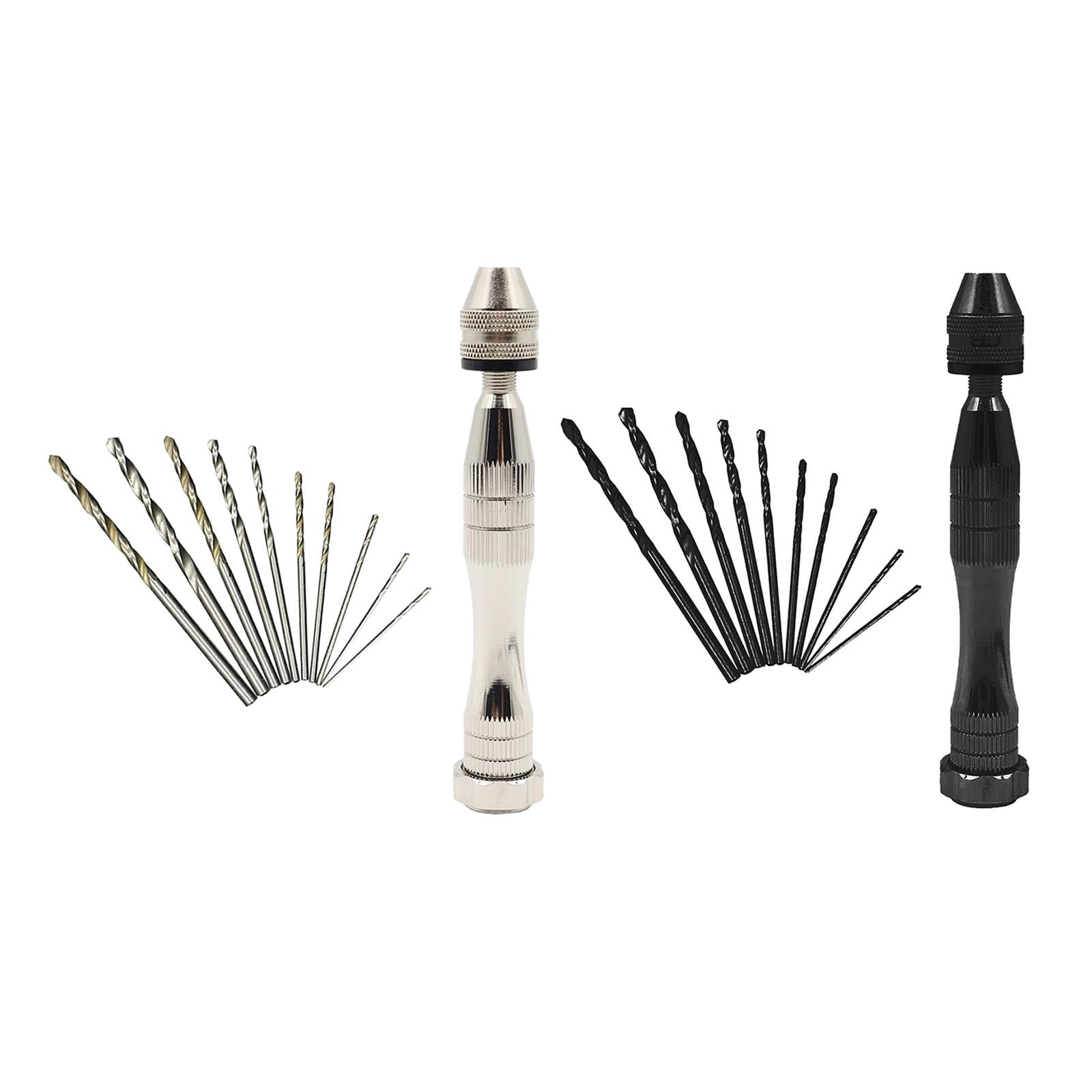 Pin Vise Hand Drill Bits Manual Drill Rotary Tool for Woodworking Diamond Silver