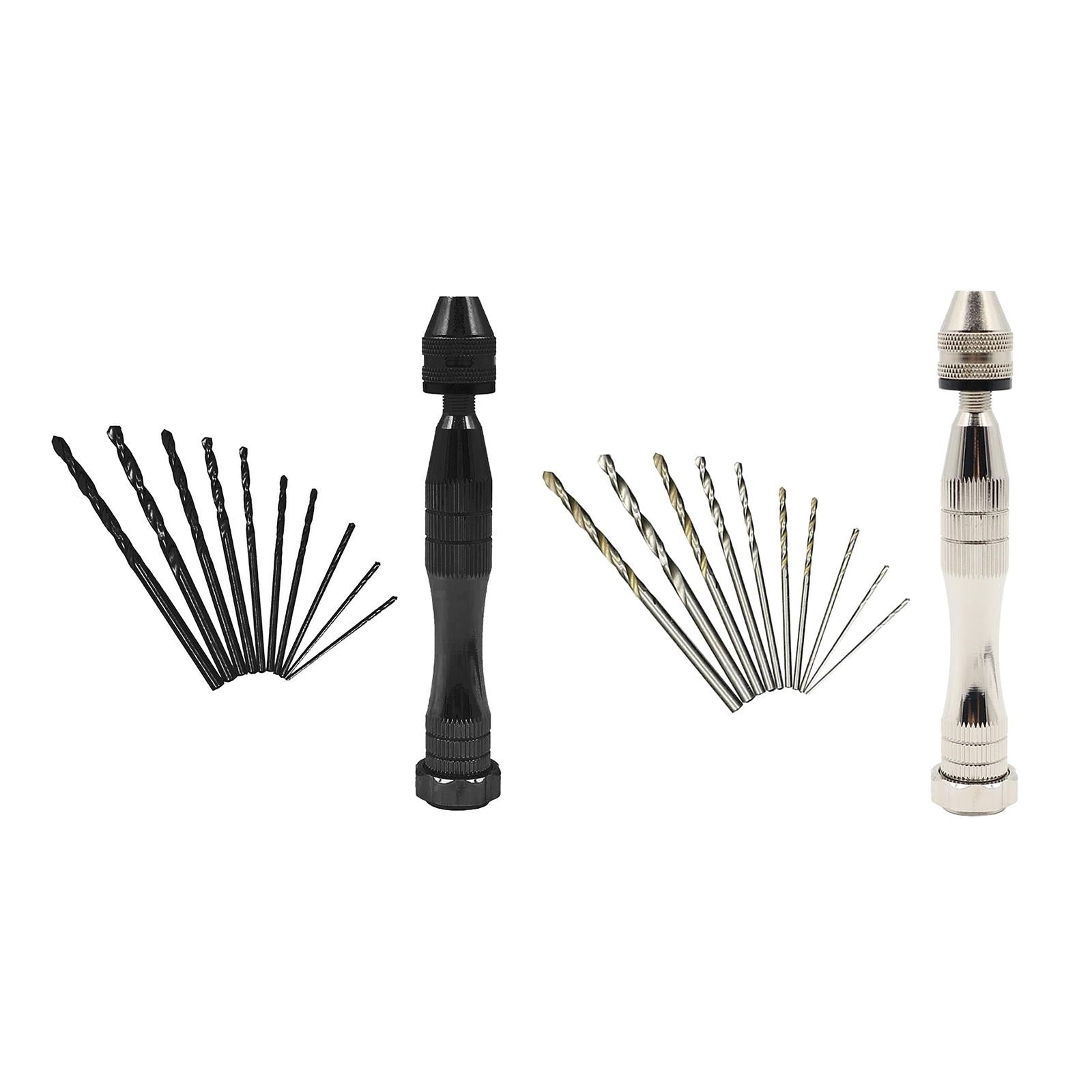 Pin Vise Hand Drill Bits Manual Drill Rotary Tool for Woodworking Diamond Silver