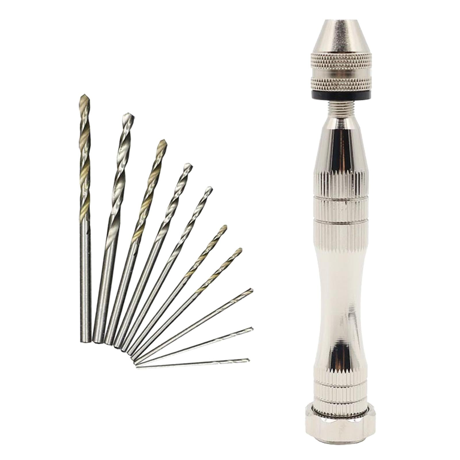 Pin Vise Hand Drill Bits Manual Drill Rotary Tool for Woodworking Diamond Silver