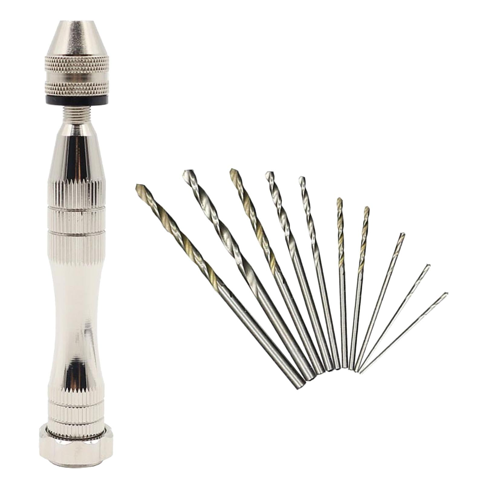 Pin Vise Hand Drill Bits Manual Drill Rotary Tool for Woodworking Diamond Silver