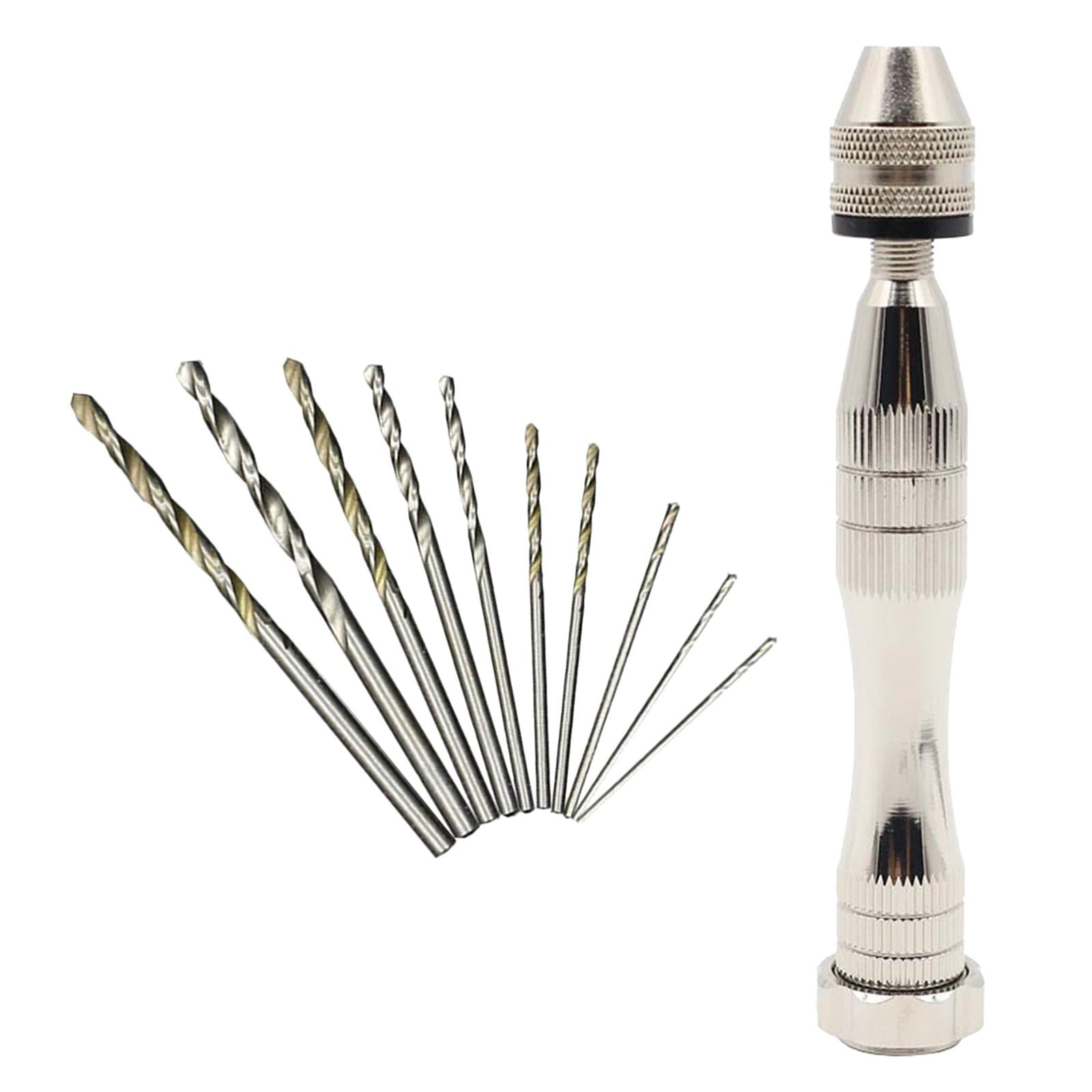 Pin Vise Hand Drill Bits Manual Drill Rotary Tool for Woodworking Diamond Silver