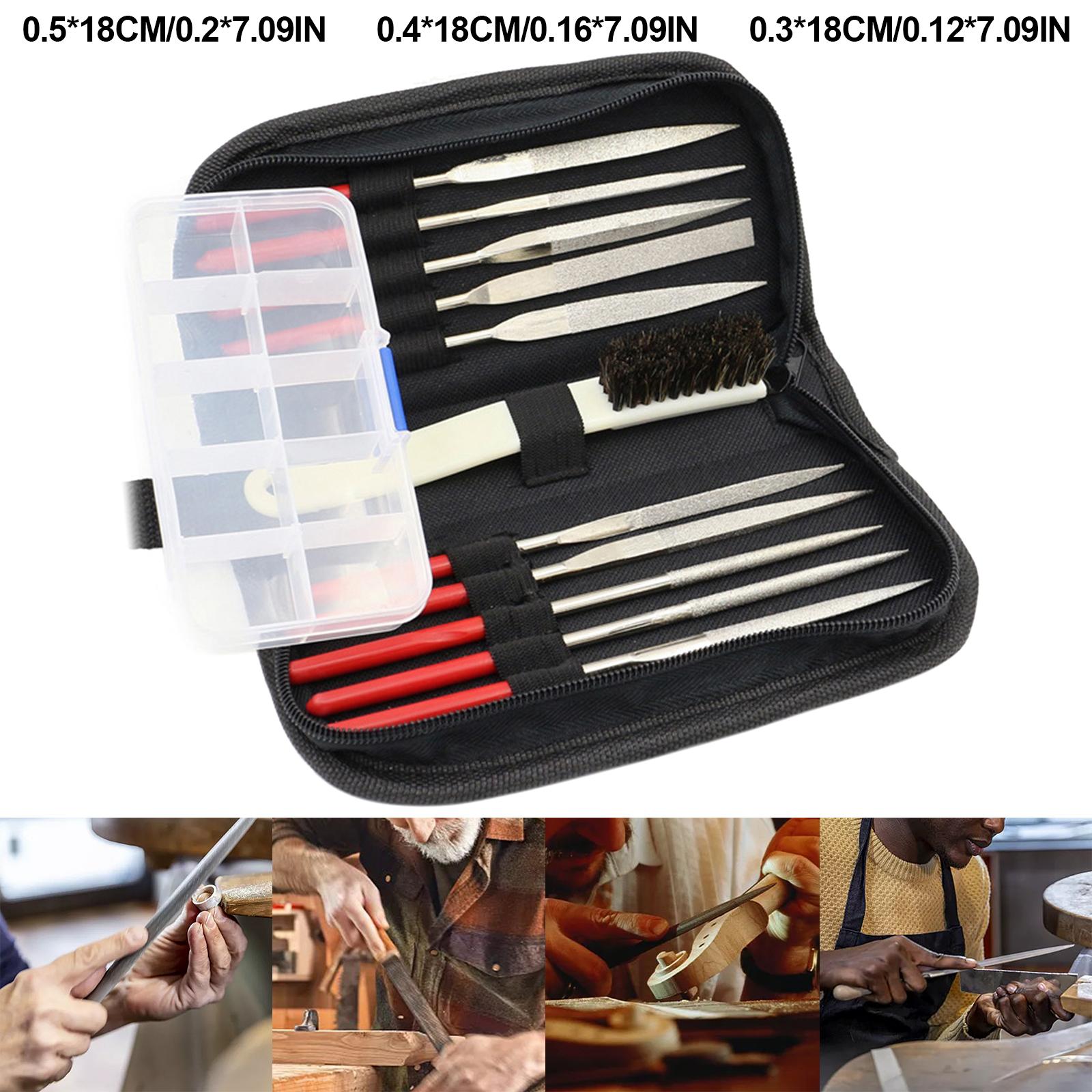 13pcs Mini Diamond Needle File Set for Ceramics Tile Glass 5x180mm