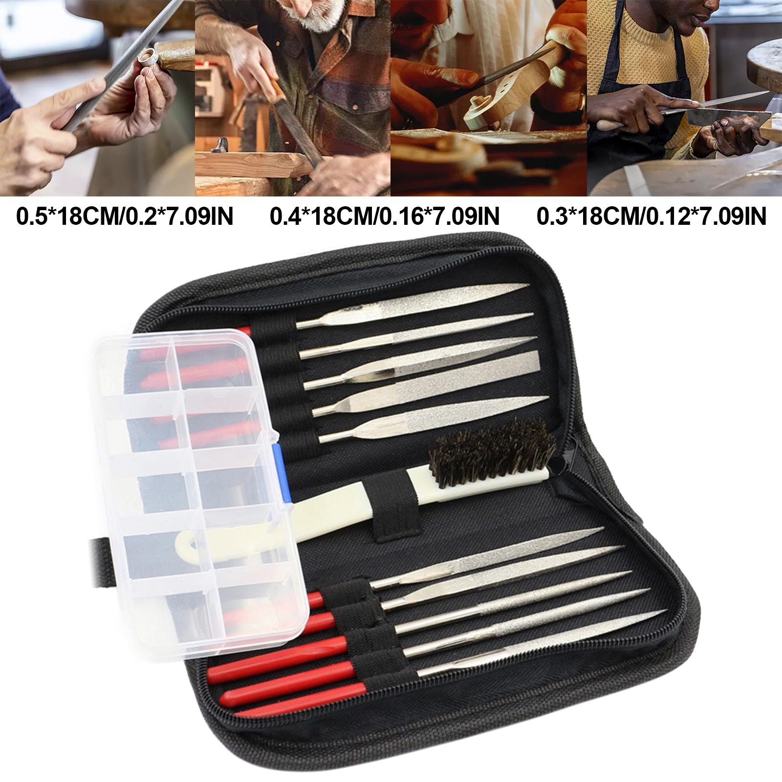 13pcs Mini Diamond Needle File Set for Ceramics Tile Glass 5x180mm