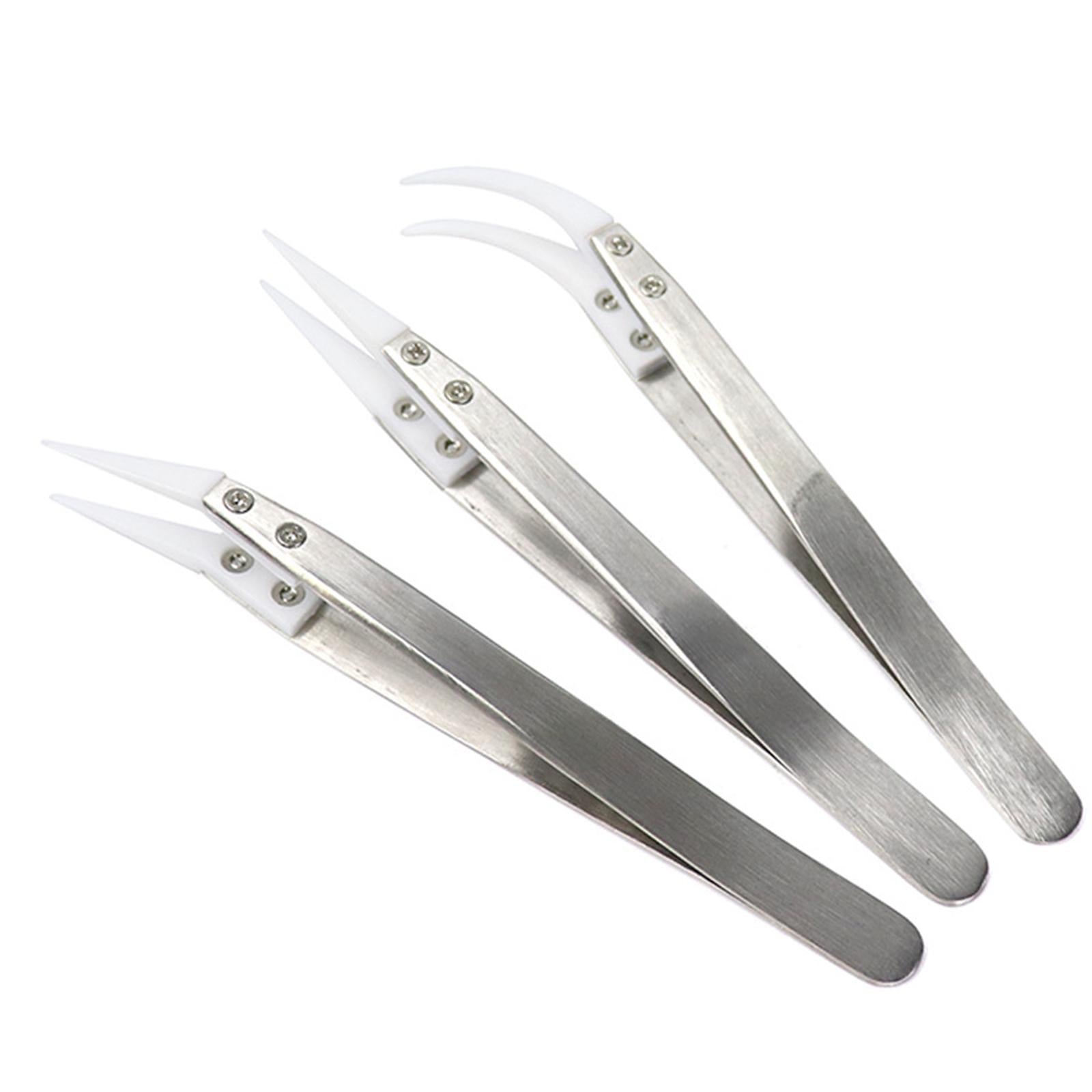 Ceramic Tweezer Anti-Static 4.92inch for Soldering Tool Pinching Coils Pointed Type