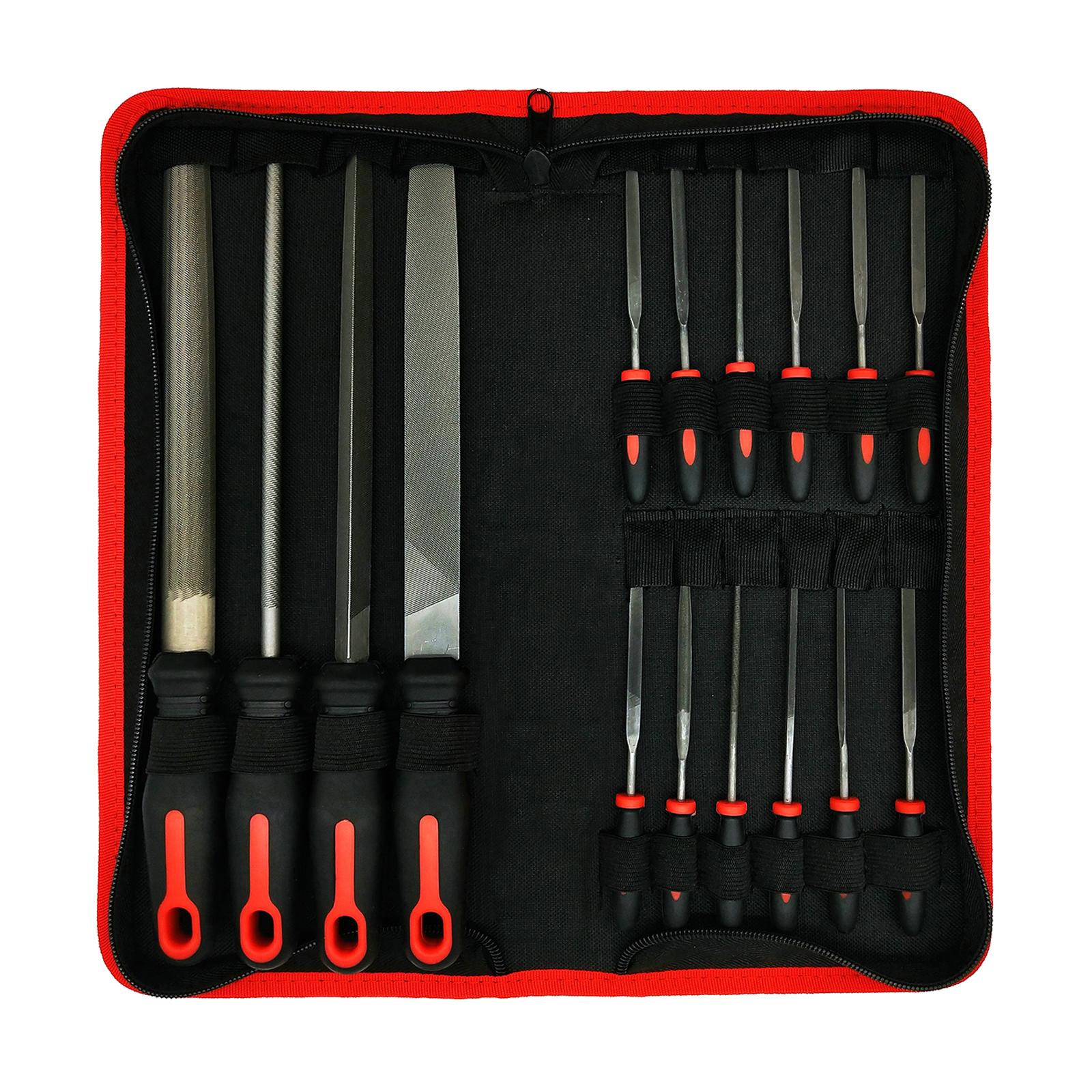 16 Pieces File Set Rubber Handle for Metal Grinding Handmade Leather Edging