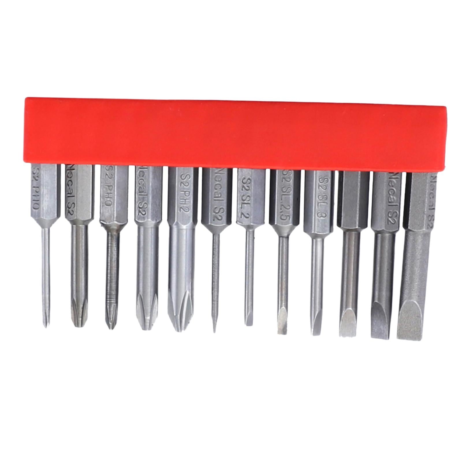 12x Magnetic Screwdriver Bit Set 1/4 inch Hex Shank for Computer Watch 50mm Slotted Cross