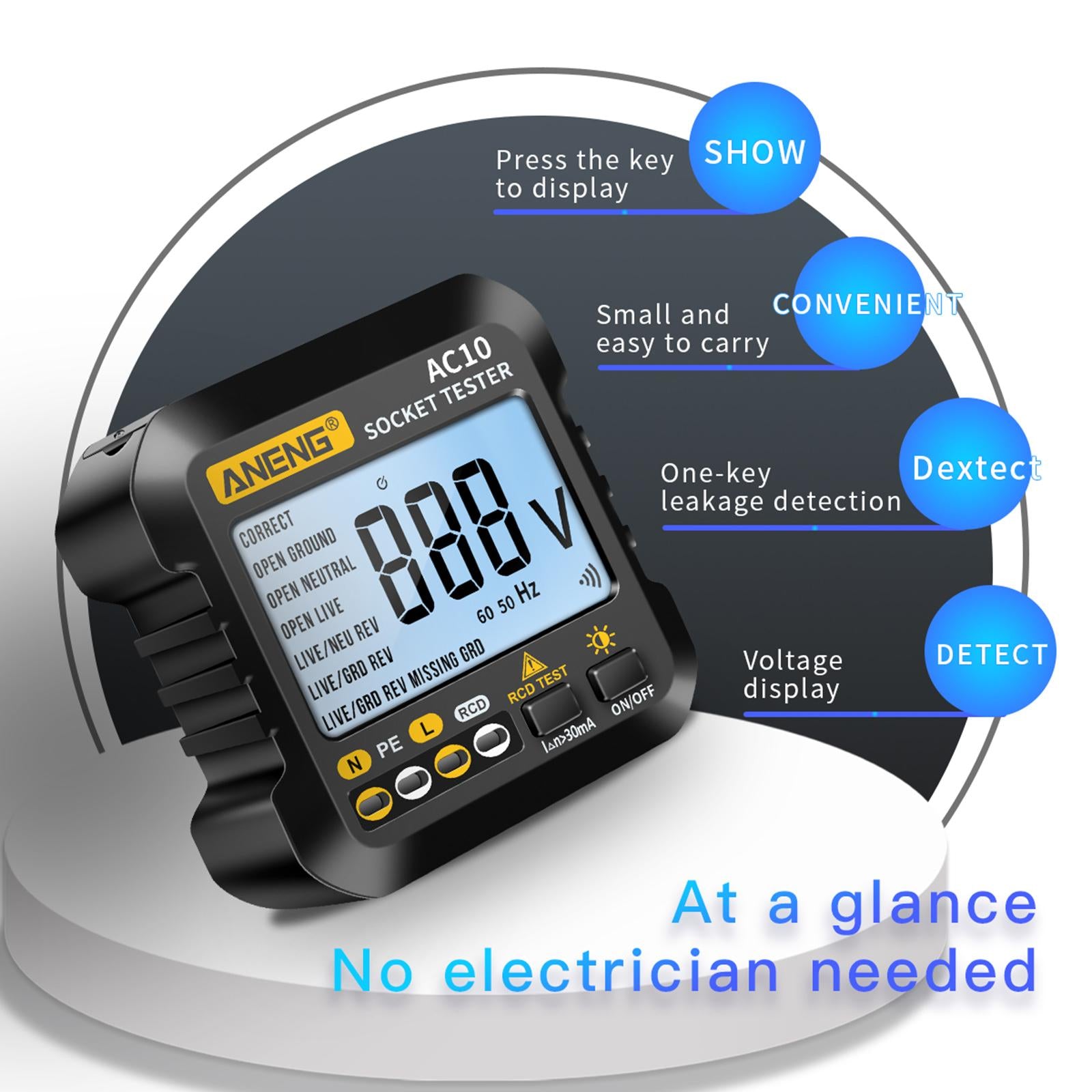 Digital Socket Tester Checker Neutral Live Earth Wire Testing for Home