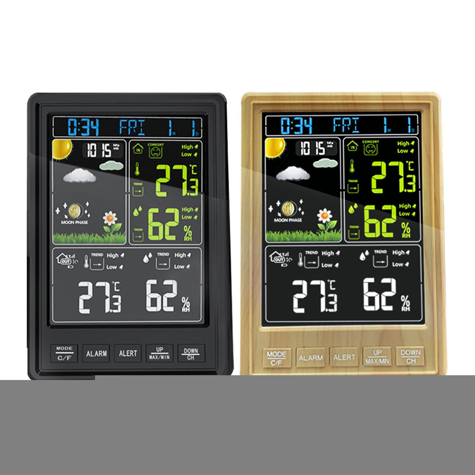 Digital Thermometer Hygrometer Weather Station Alarm Clock Wood