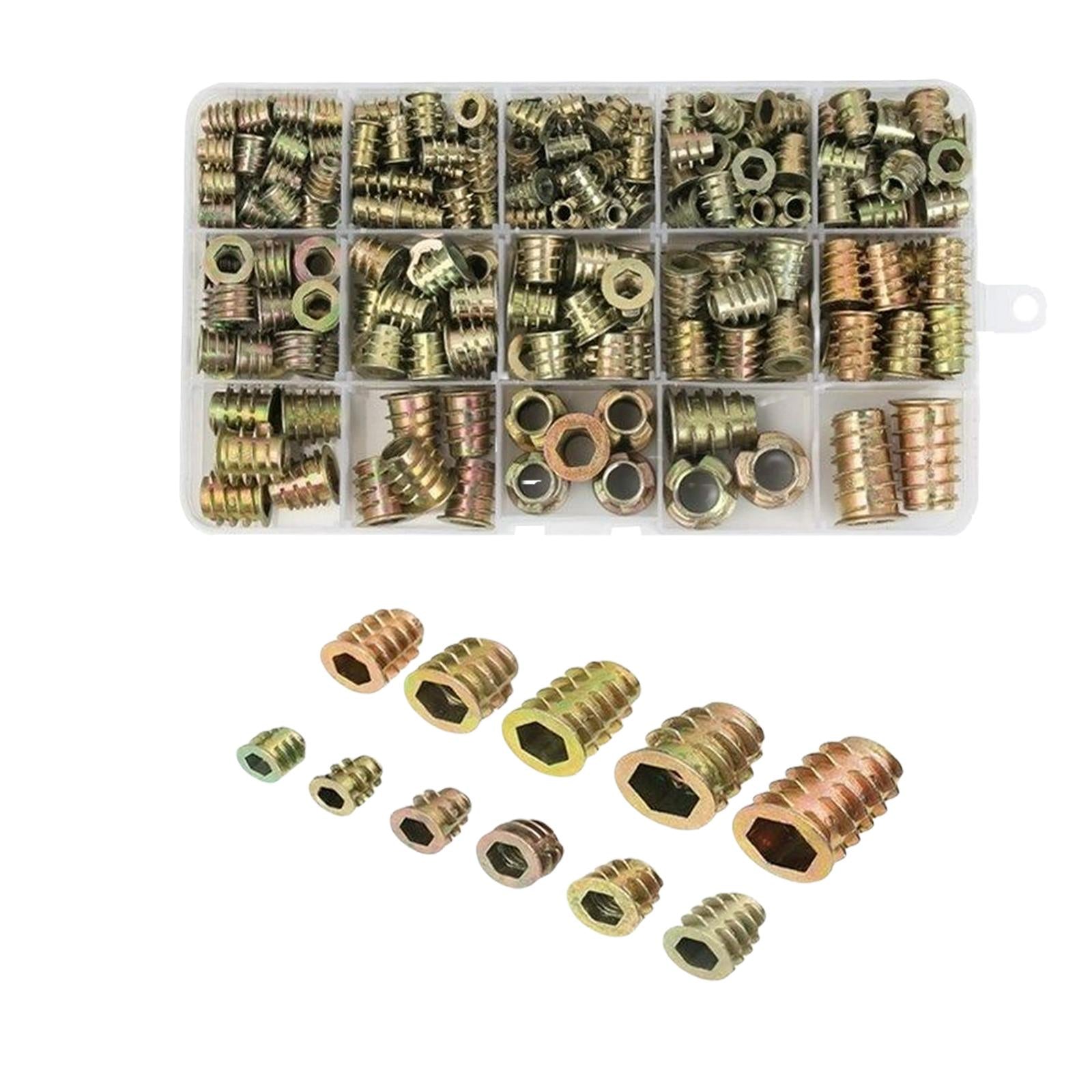 230 Pieces Threaded Insert Nuts Threaded Insert Assortment Kit for Wood