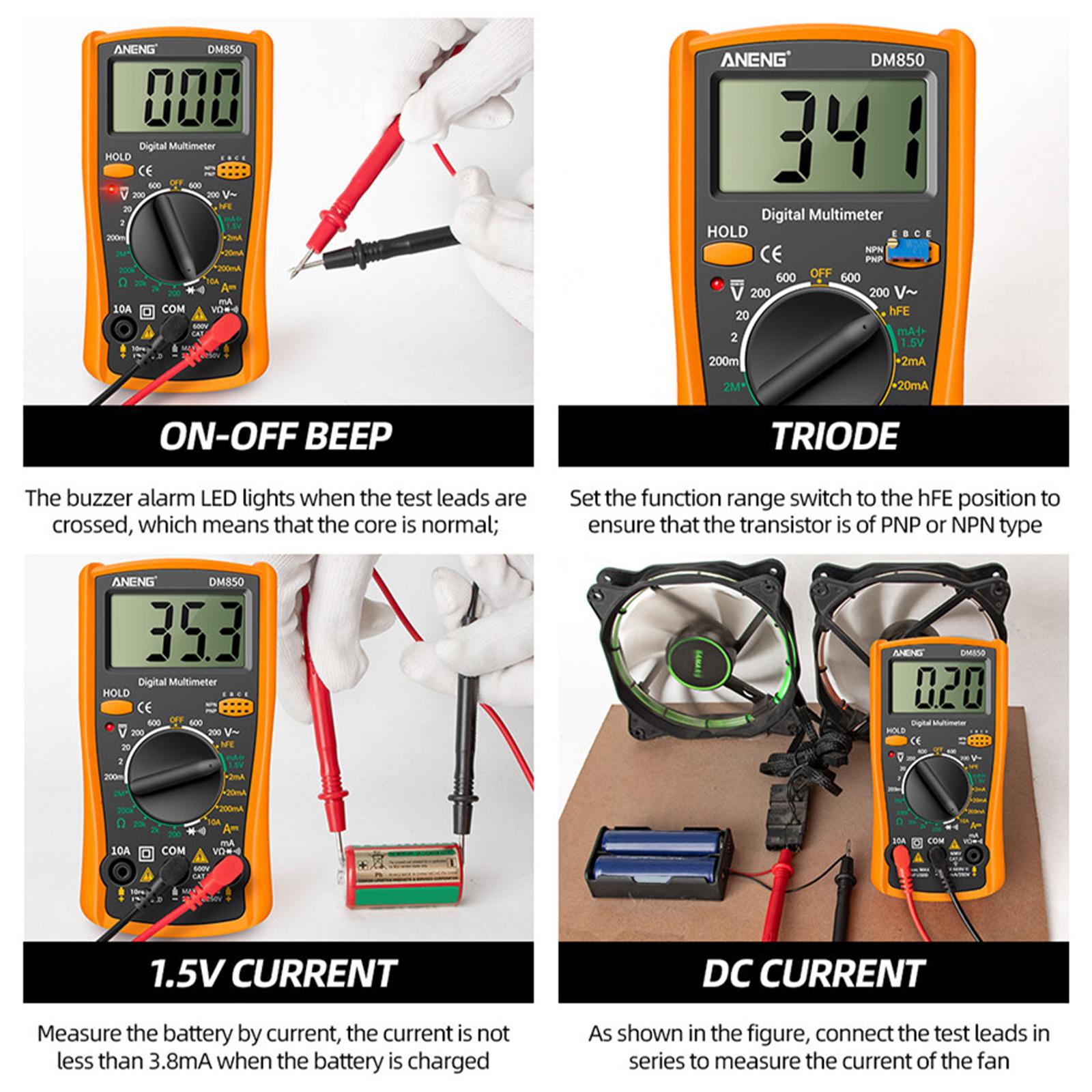 Portable Digital Multimeter Data Retention Backlight Detector for DC Current Orange