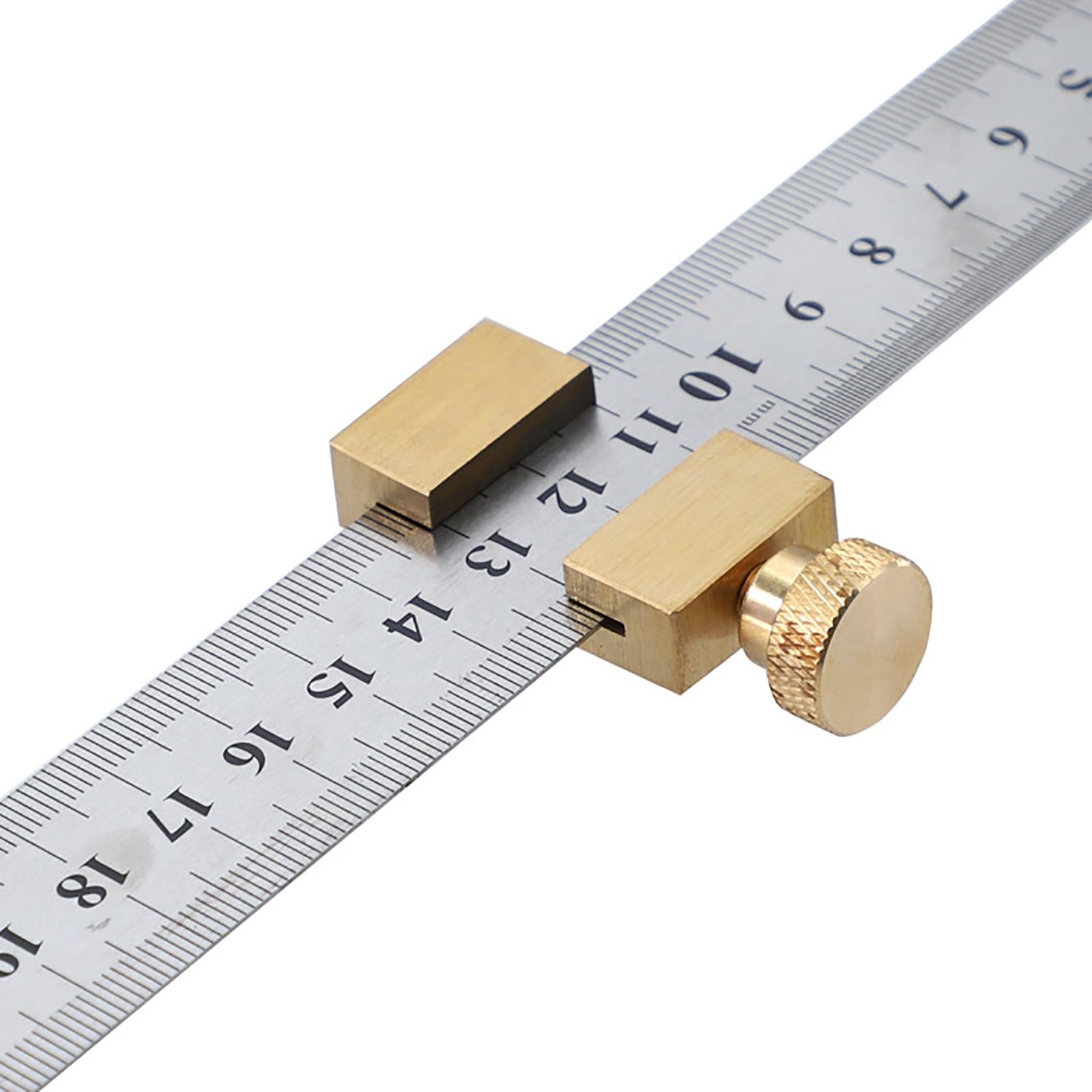 Stainless Steel Ruler w/ Limit Block for Engineering Measuring Tools Copper