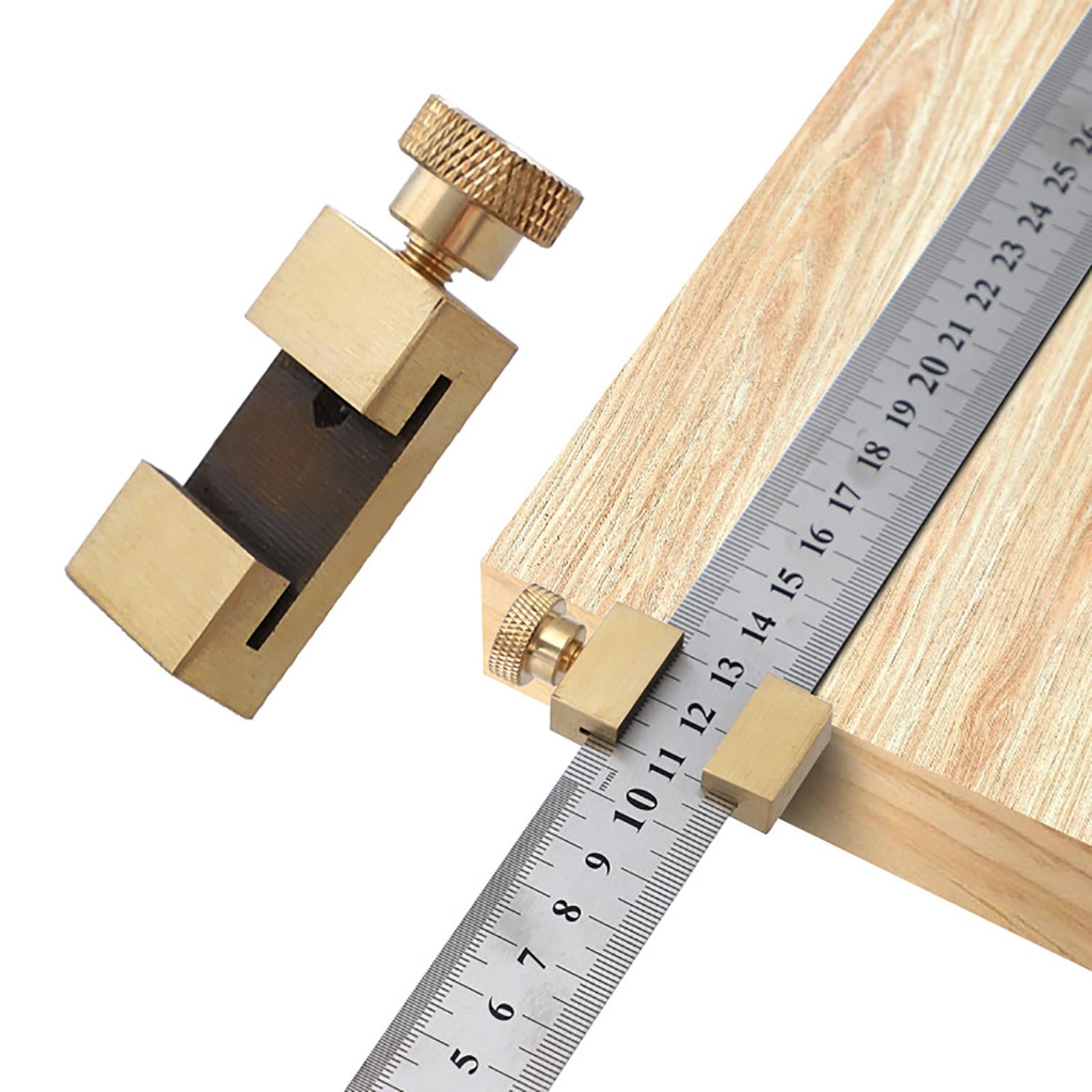 Stainless Steel Ruler w/ Limit Block for Engineering Measuring Tools Copper