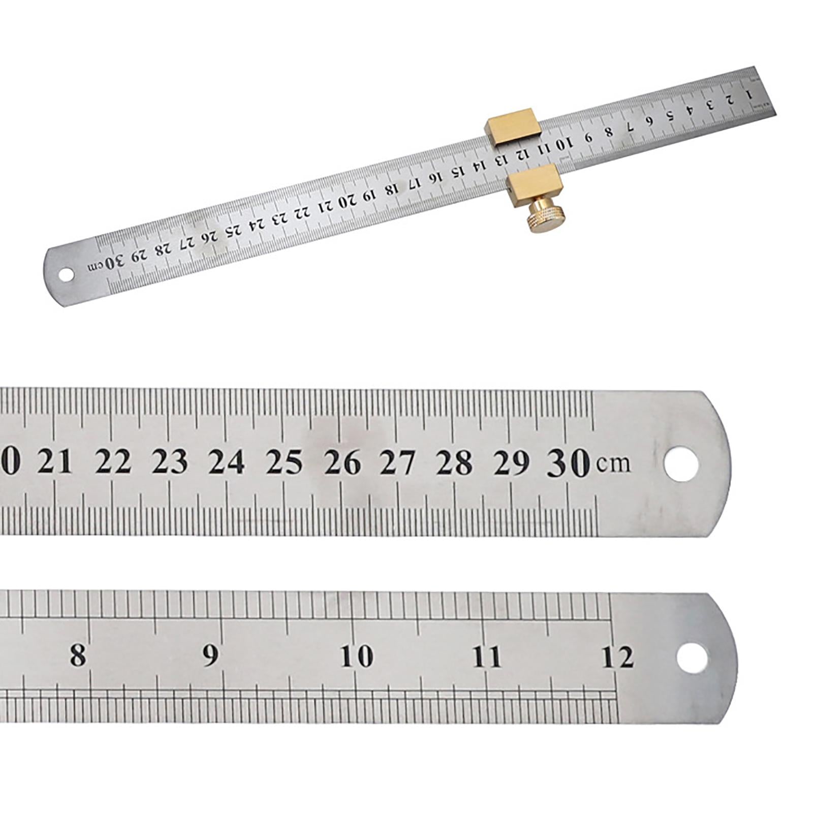 Stainless Steel Ruler w/ Limit Block for Engineering Measuring Tools Copper