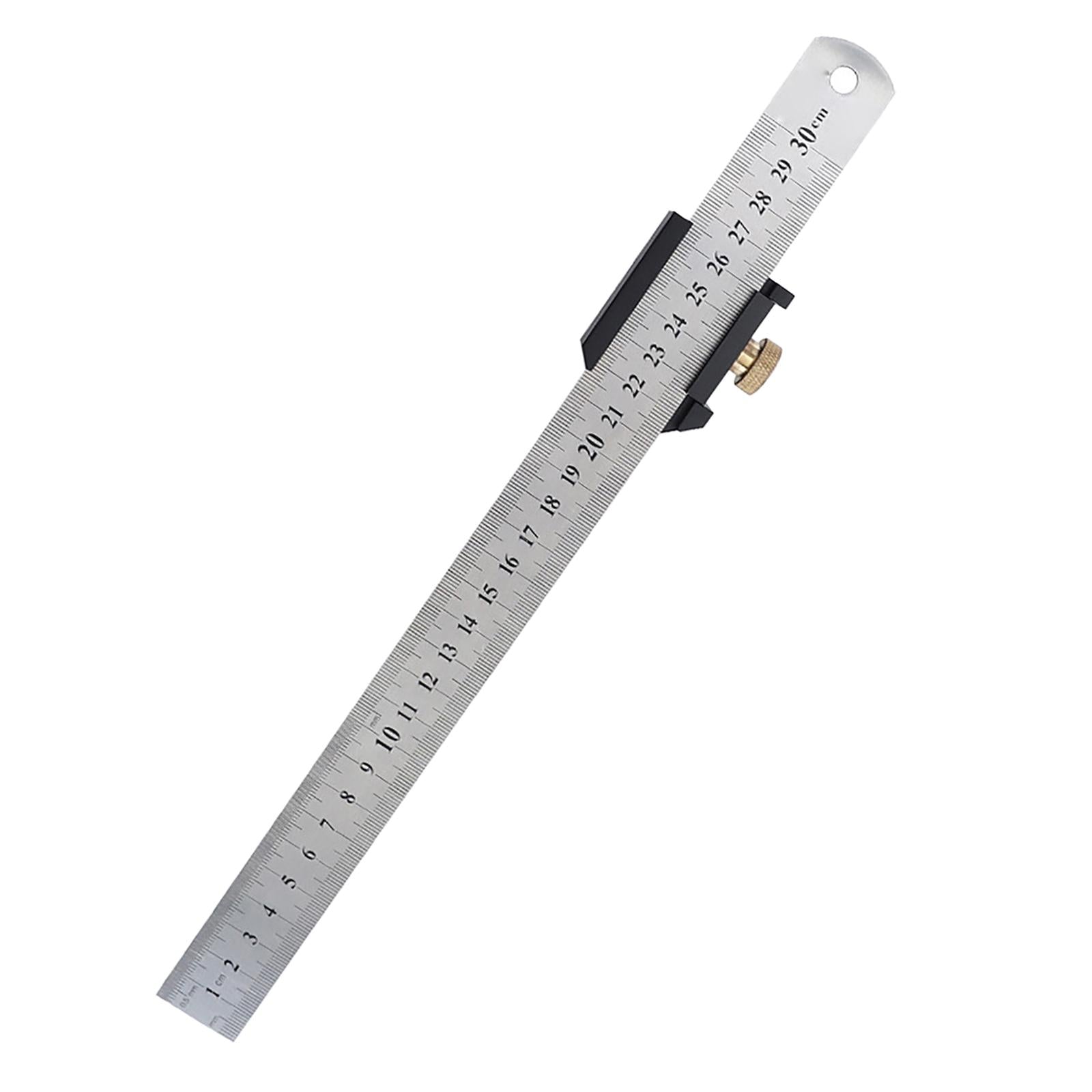 Stainless Steel Ruler w/ Limit Block for Engineering Measuring Tools Black