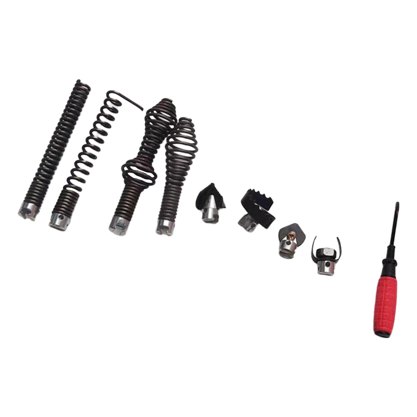 9 Pieces Drain Cutter Heads Set Steel Auger Adapters for Sewer Machine