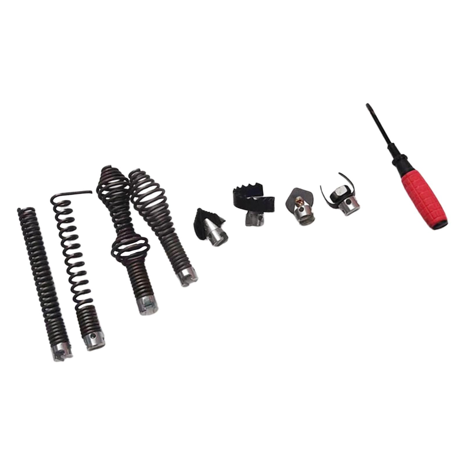 9 Pieces Drain Cutter Heads Set Steel Auger Adapters for Sewer Machine