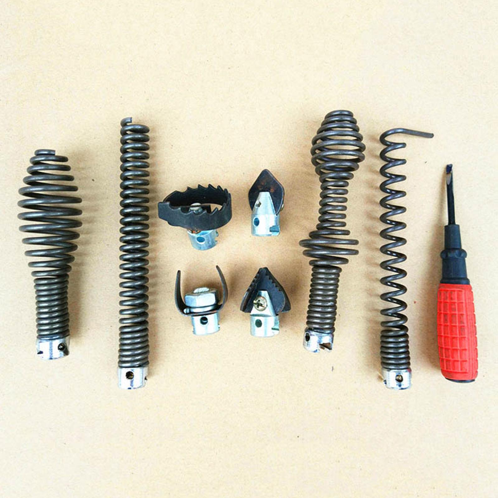 9 Pieces Drain Cutter Heads Set Steel Auger Adapters for Sewer Machine