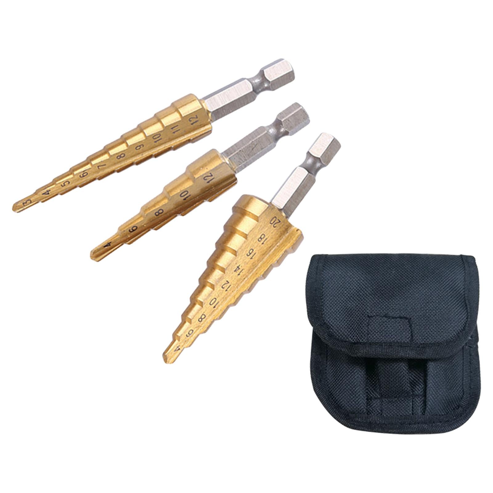 Drilling Step Drill Bit for Stainless Steel Metal 3pcs 3-12 4-12 4-20